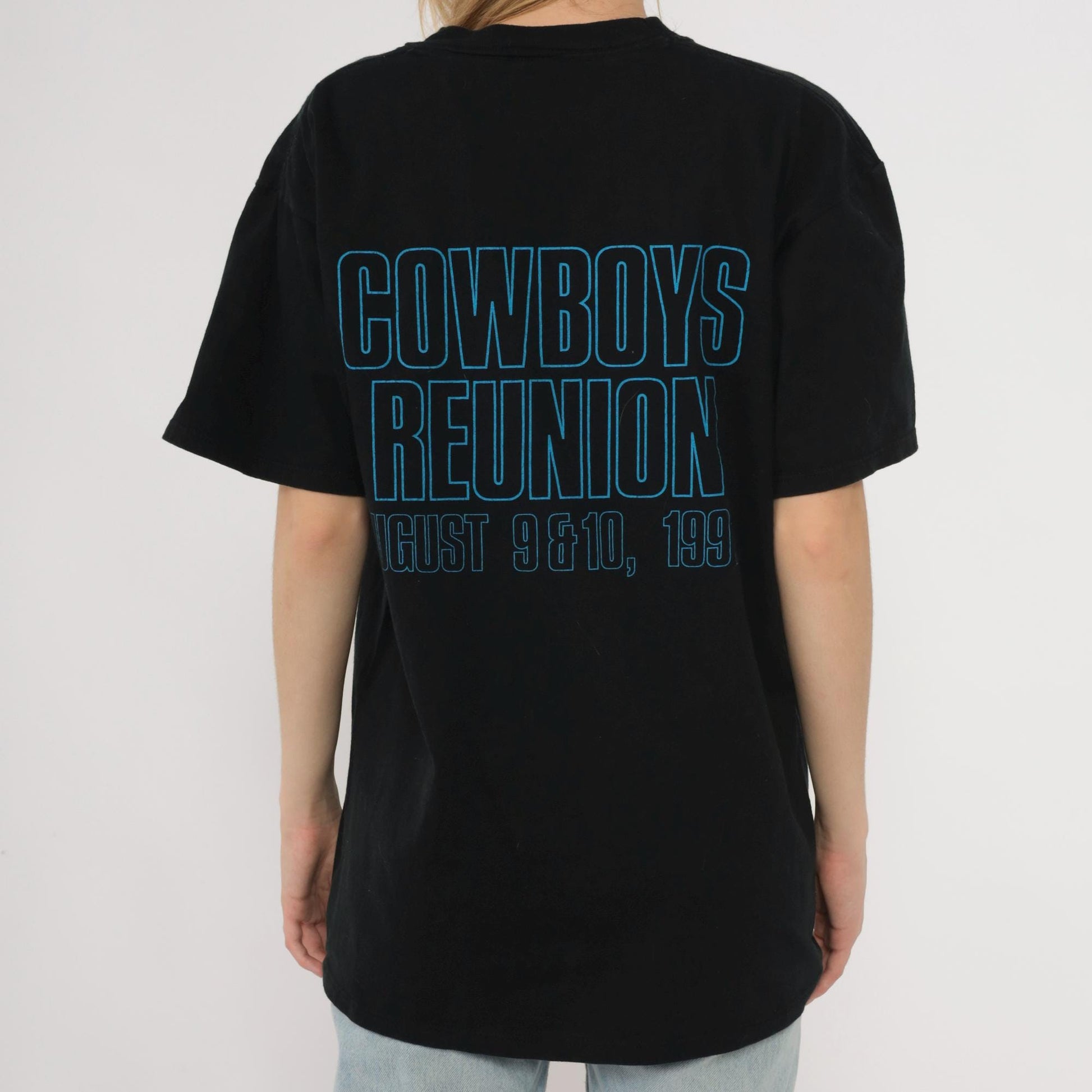 1991 Cowboys Reunion Event T-Shirt Black Graphic Cotton Large L