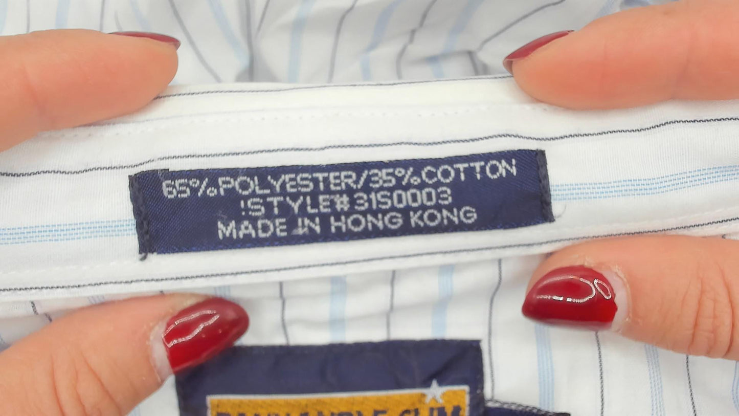 80s Panhandle Slim Western Shirt Blue Pinstripe Short Sleeve Large
