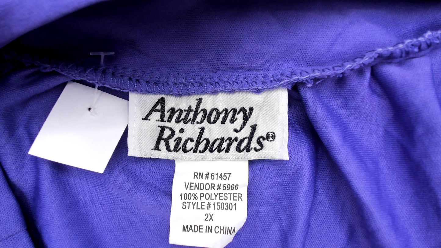 Y2K Purple Caftan Dress Anthony Richards Flutter Sleeve Midi Plus Size XXL