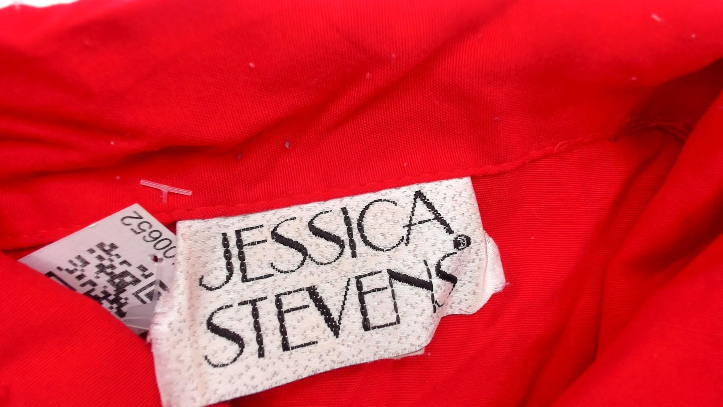 90s Jessica Stevens Coral Red Button-Up Shirt Pearl Snaps Medium M