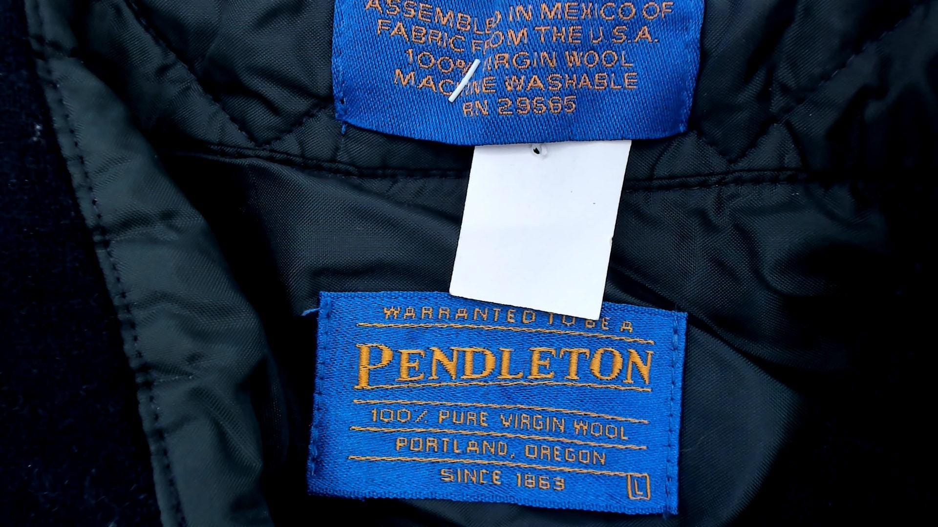 Y2K Pendleton Wool Shirt Navy Blue Suede Elbow Patches Collared Large L
