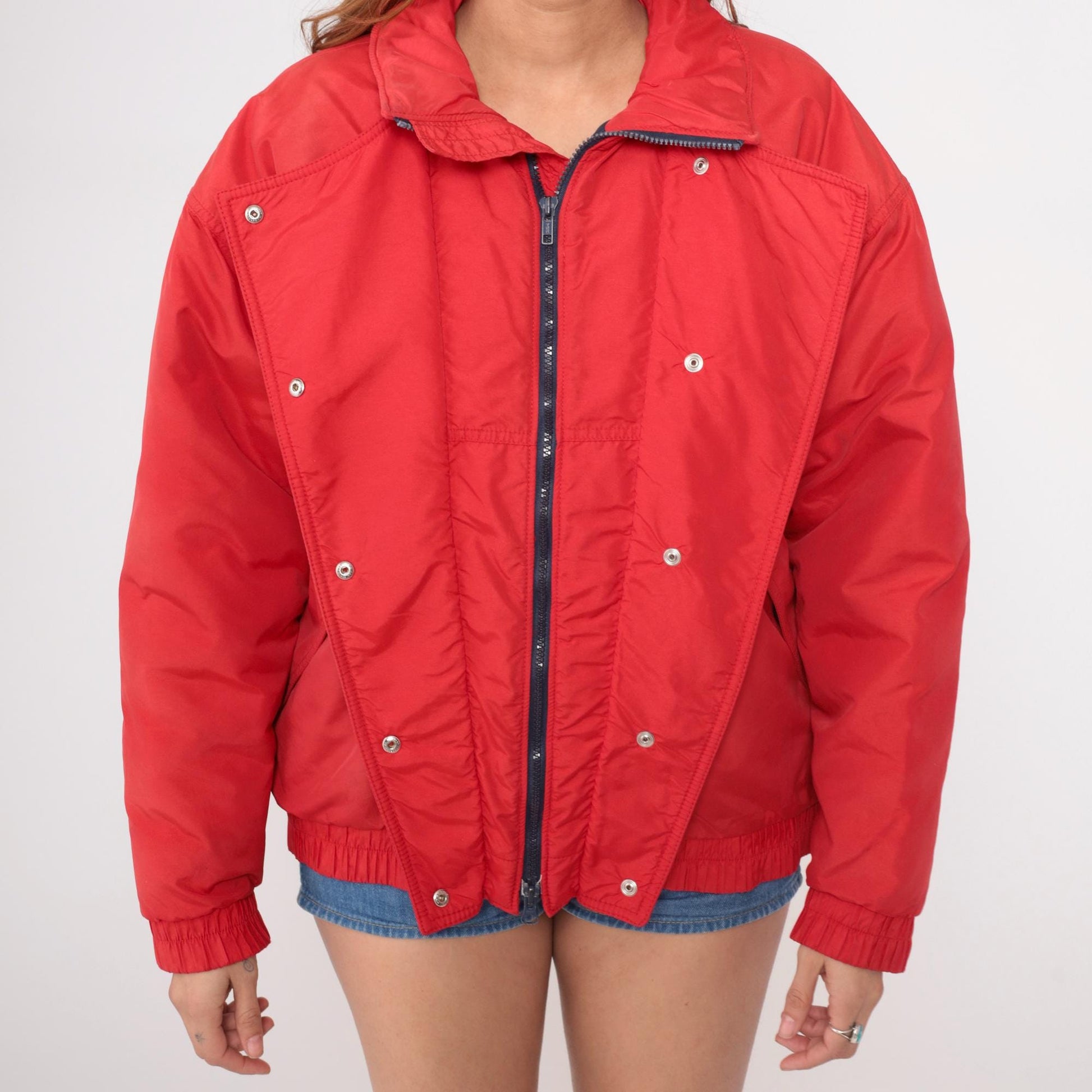 80s CB Sports Red Ski Jacket Quilted Bomber Windbreaker Medium M