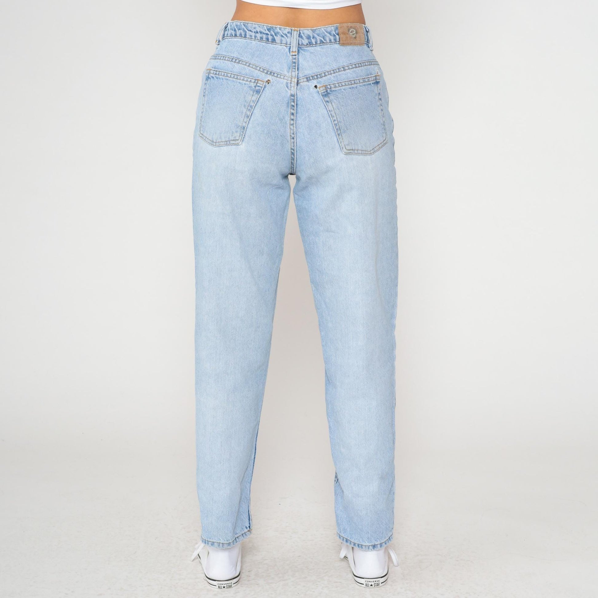 90s Ellemenno Light Wash High-Waisted Straight Leg Jeans Medium