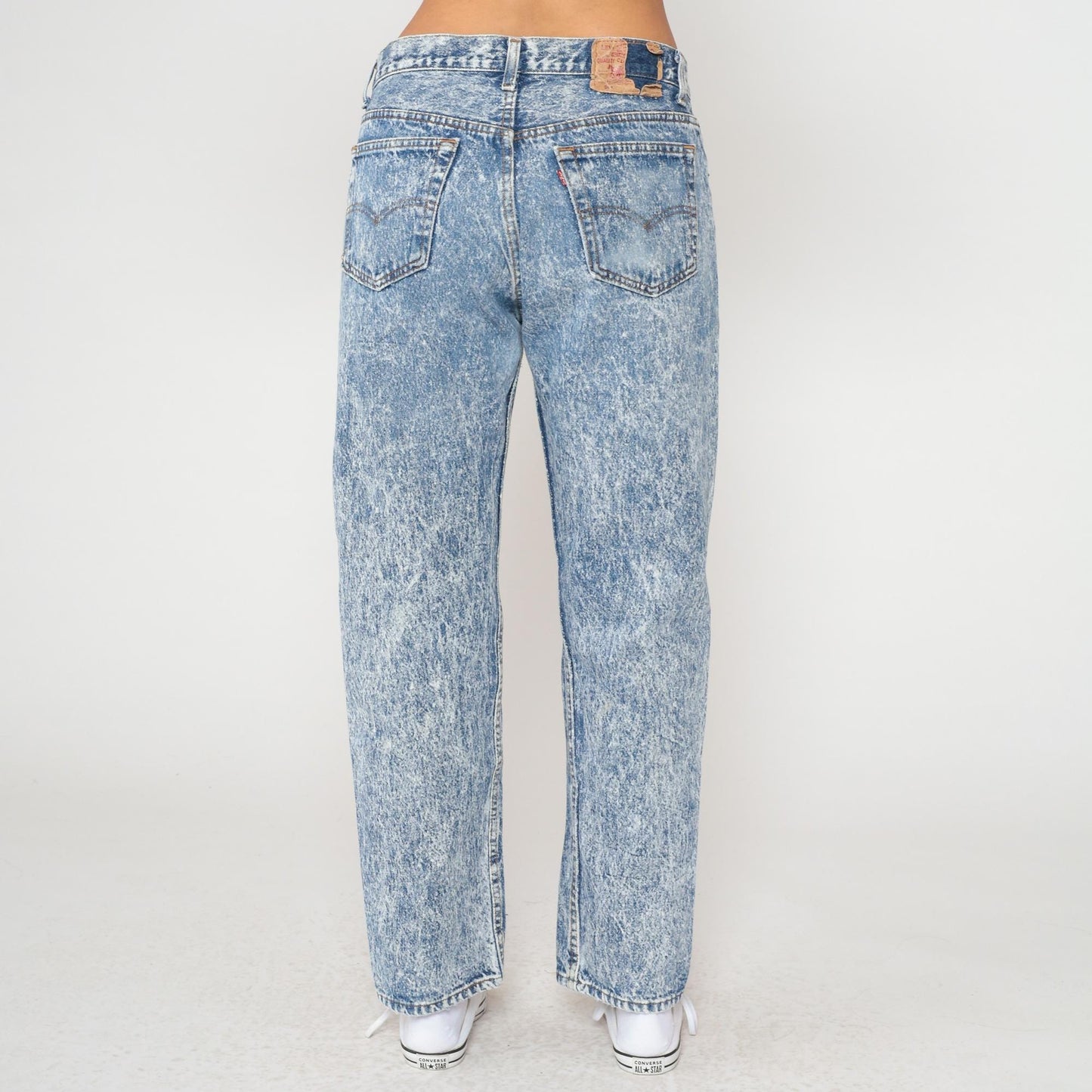 90s Levi's 501 Acid Wash Jeans High Waisted Straight Leg Light Blue Large