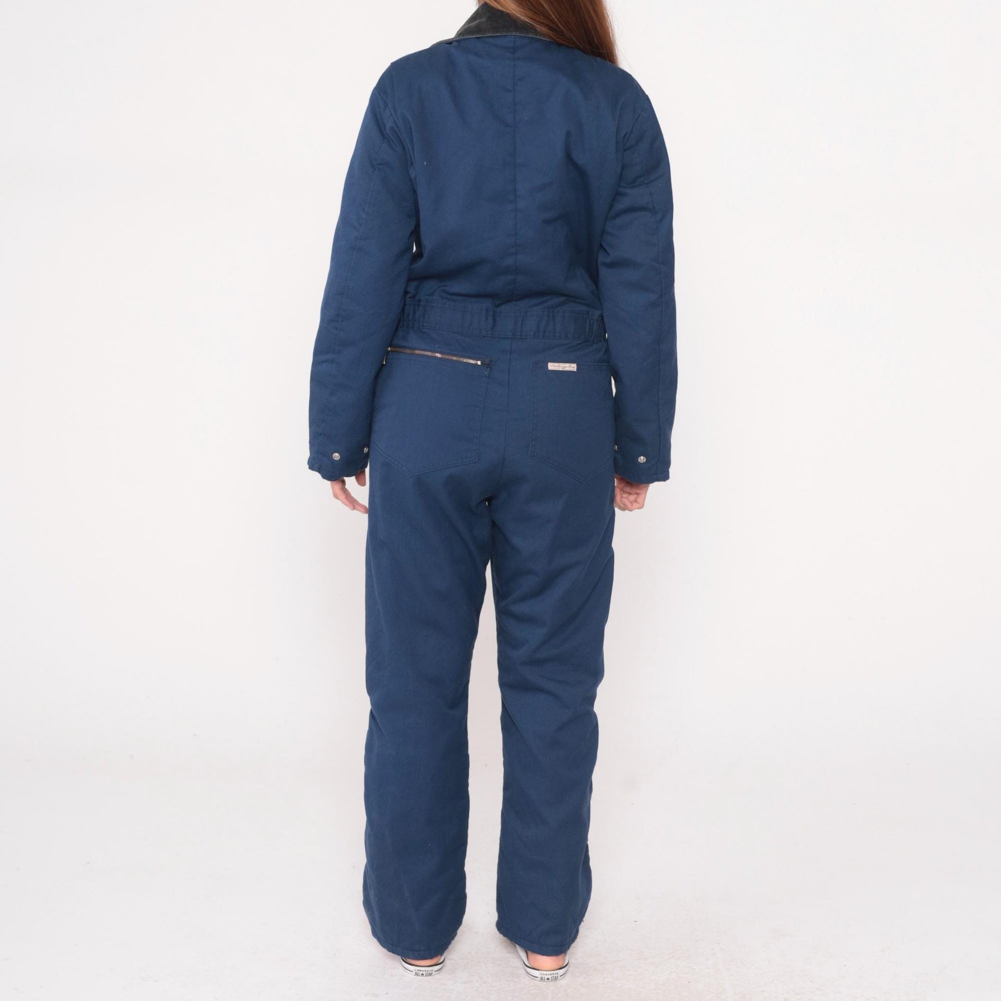 90s Walls Blizzard Pruf Navy Coveralls Zip Front Workwear Small
