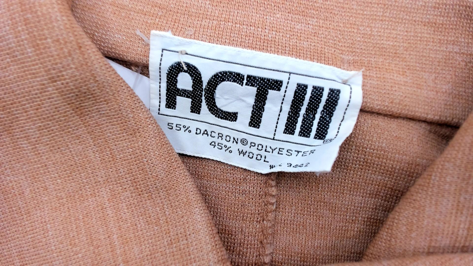 70s Act III Wool Shirt Tan Button Front Collared Tunic Large L