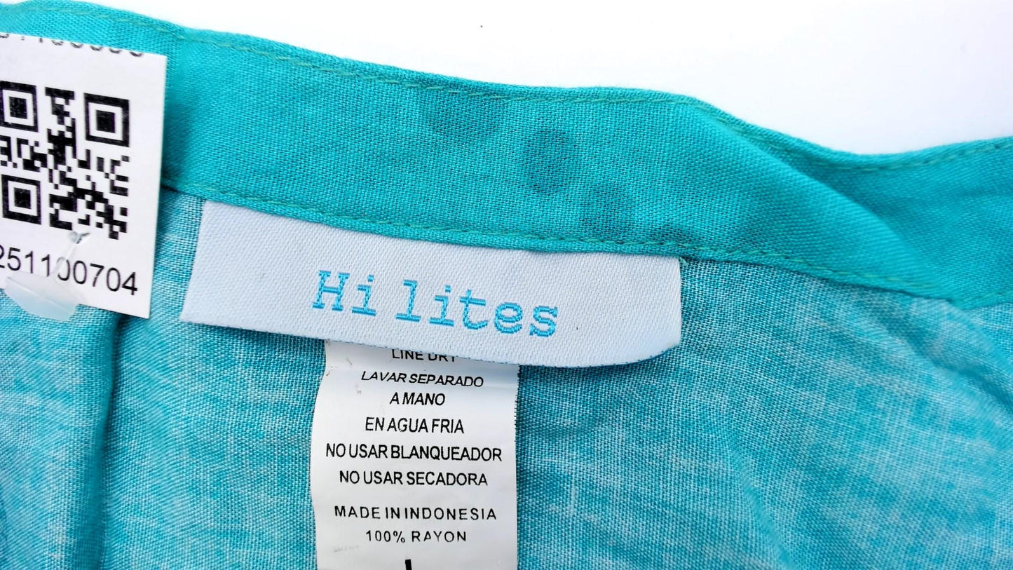 Y2K Hi Lites Hawaiian Dress Tropical Print Turquoise Knee Length Large L