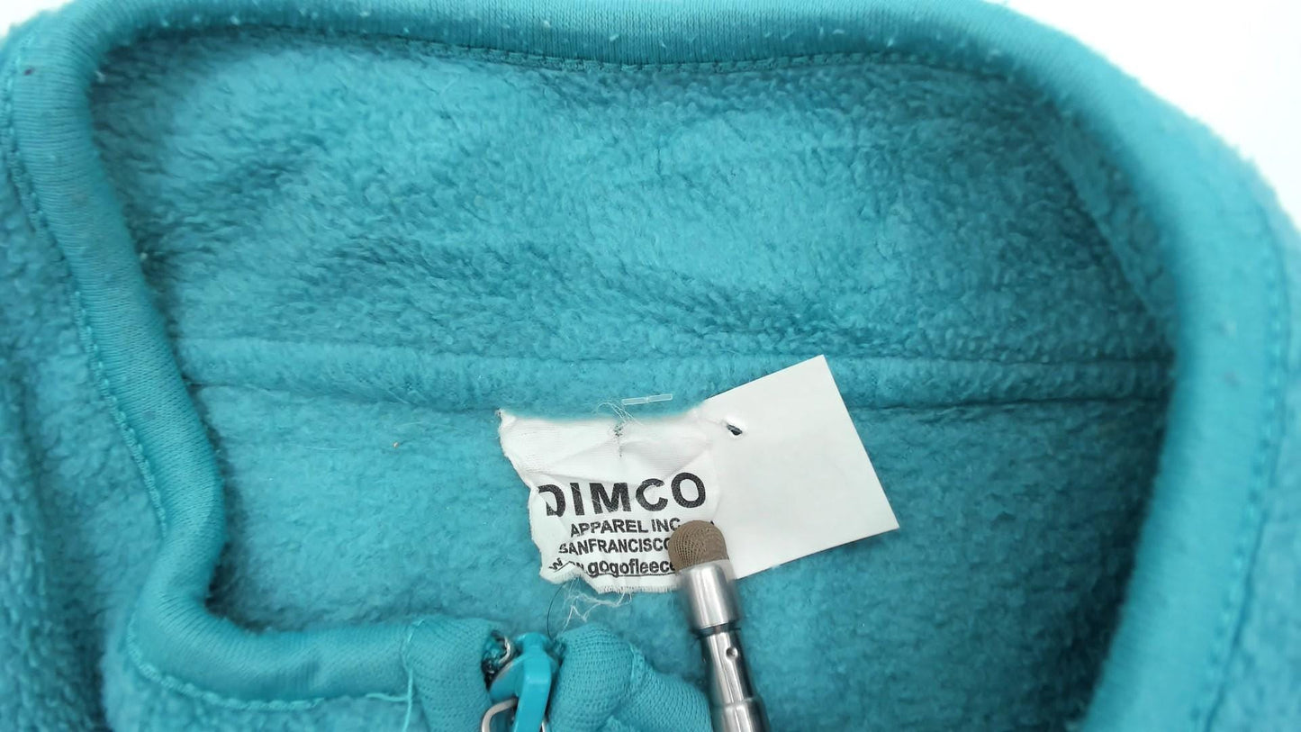 Y2K Turquoise Fleece Jacket Embroidered Floral Juneau Alaska Small