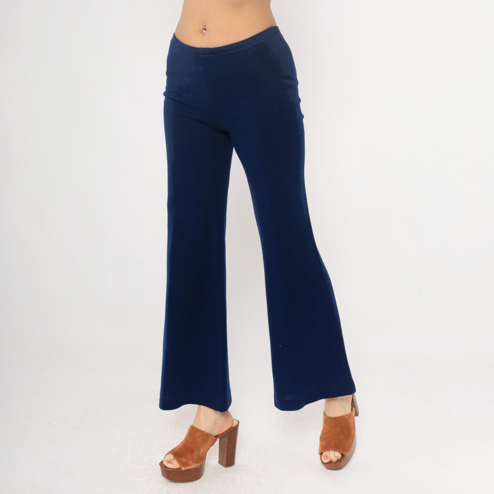 70s Navy Flare Pants Joshua Tree High Waisted Bell Bottom Medium