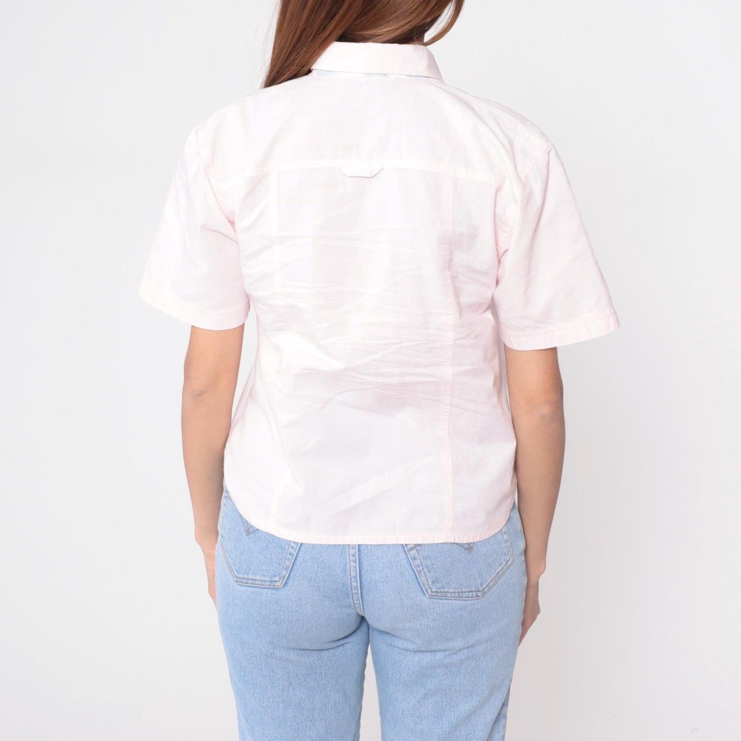 90s Currents Pink Polo Shirt Short Sleeve Chest Pockets Small