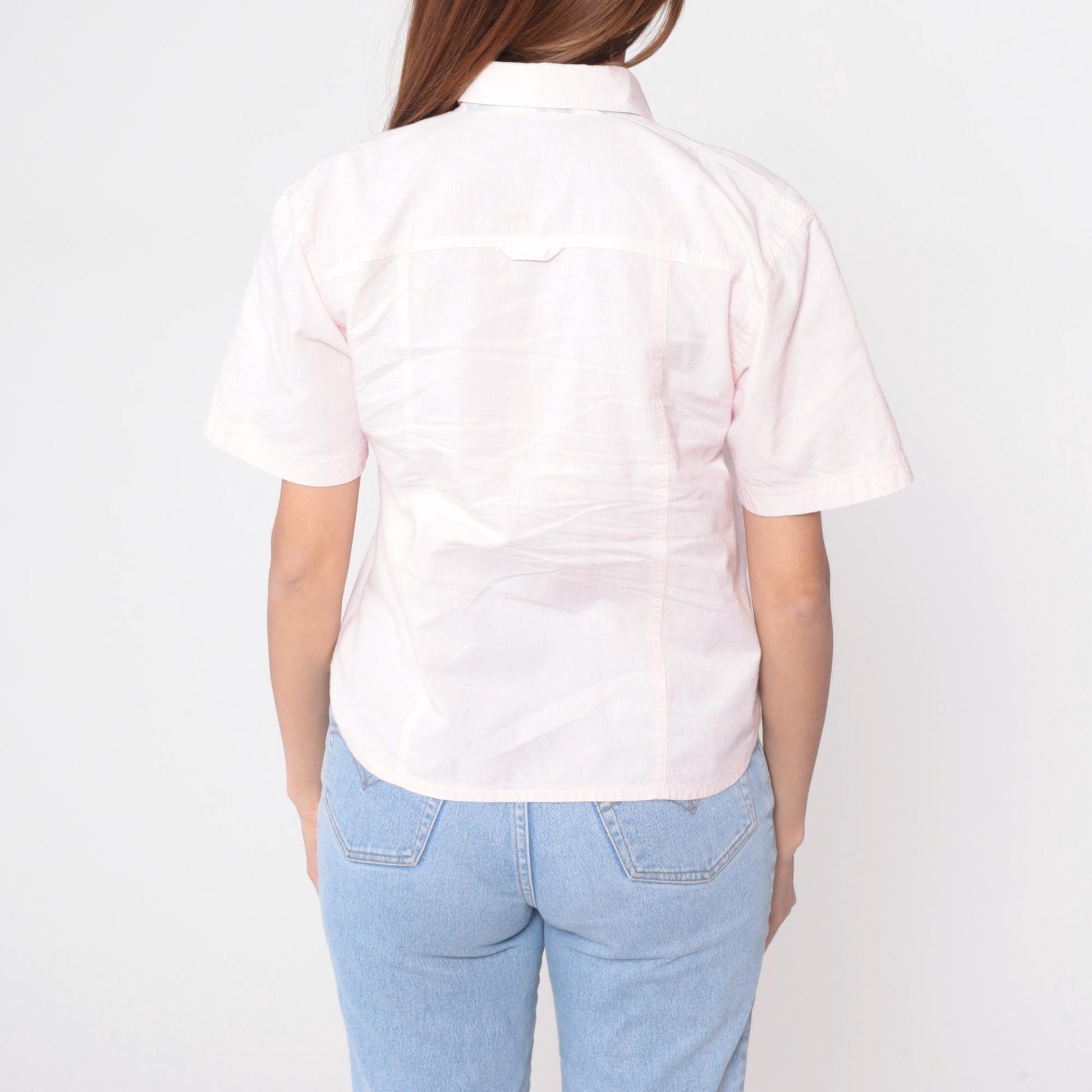 90s Currents Pink Polo Shirt Short Sleeve Chest Pockets Small