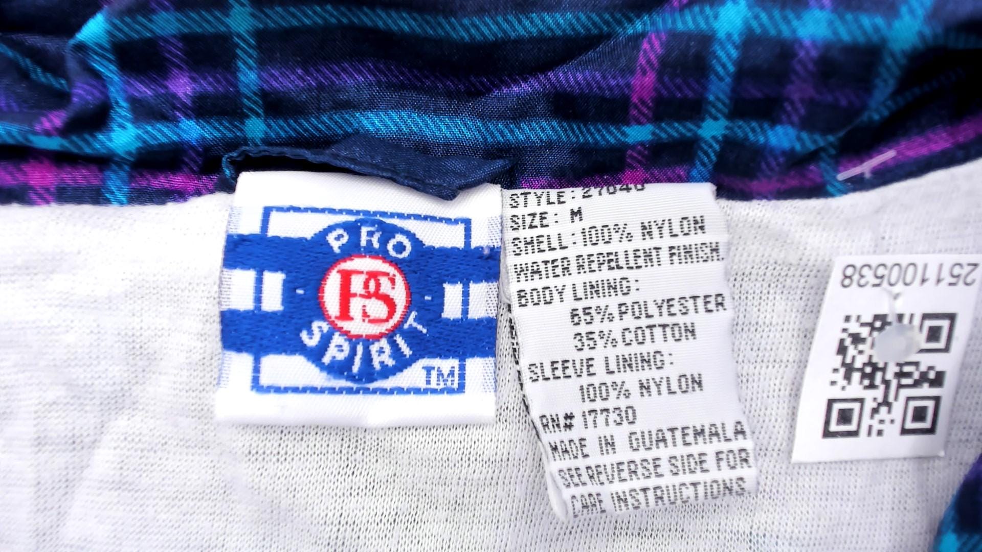 90s Pro Spirit Plaid Windbreaker Navy Blue Pink Turquoise Medium