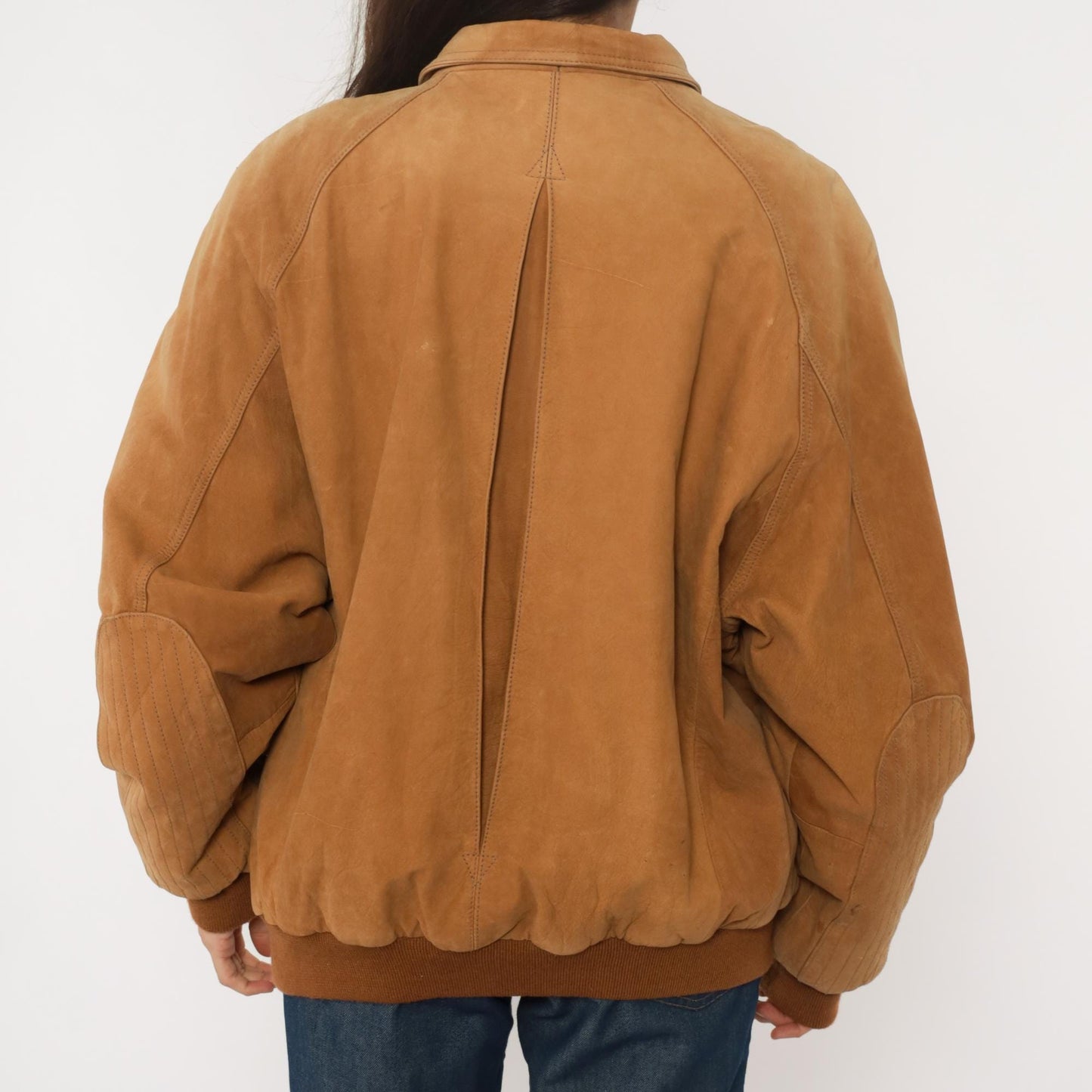 90s Marlboro Leather Bomber Jacket Tan Raglan Zip Front Map Lining Extra Large