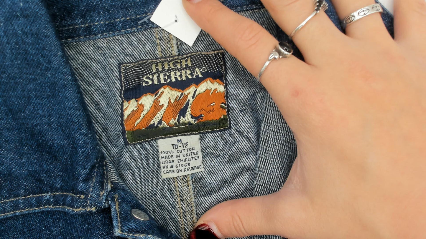 80s High Sierra Denim Chore Coat Blue Cotton Point Collar Small