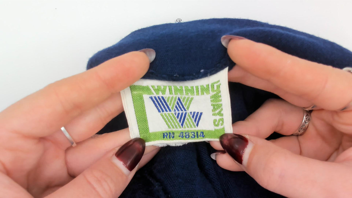 80s Winning Ways Track Jacket Navy Blue Striped Zip Windbreaker Medium
