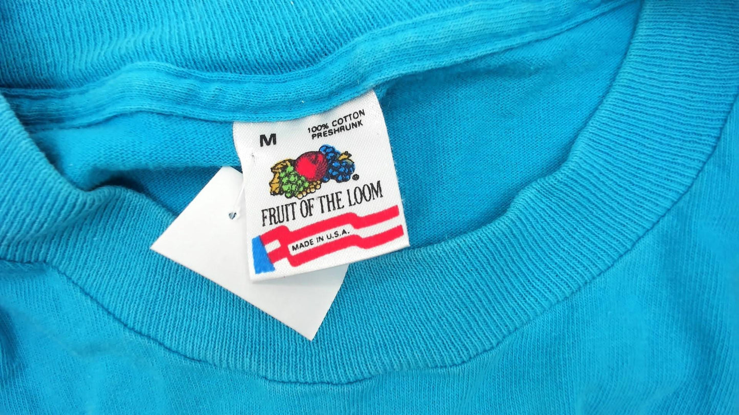 90s Fruit of the Loom Turquoise Cotton Crewneck Tee Medium M