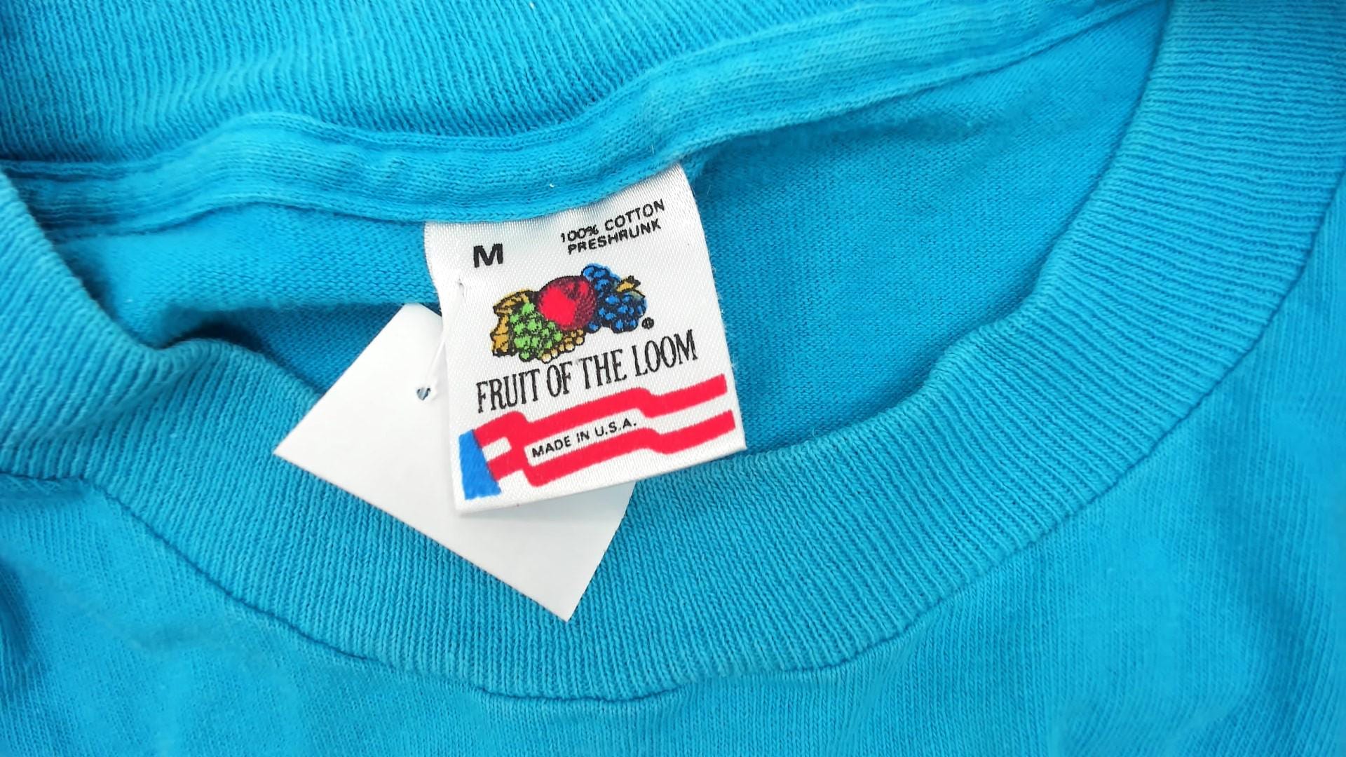 90s Fruit of the Loom Turquoise Cotton Crewneck Tee Medium M