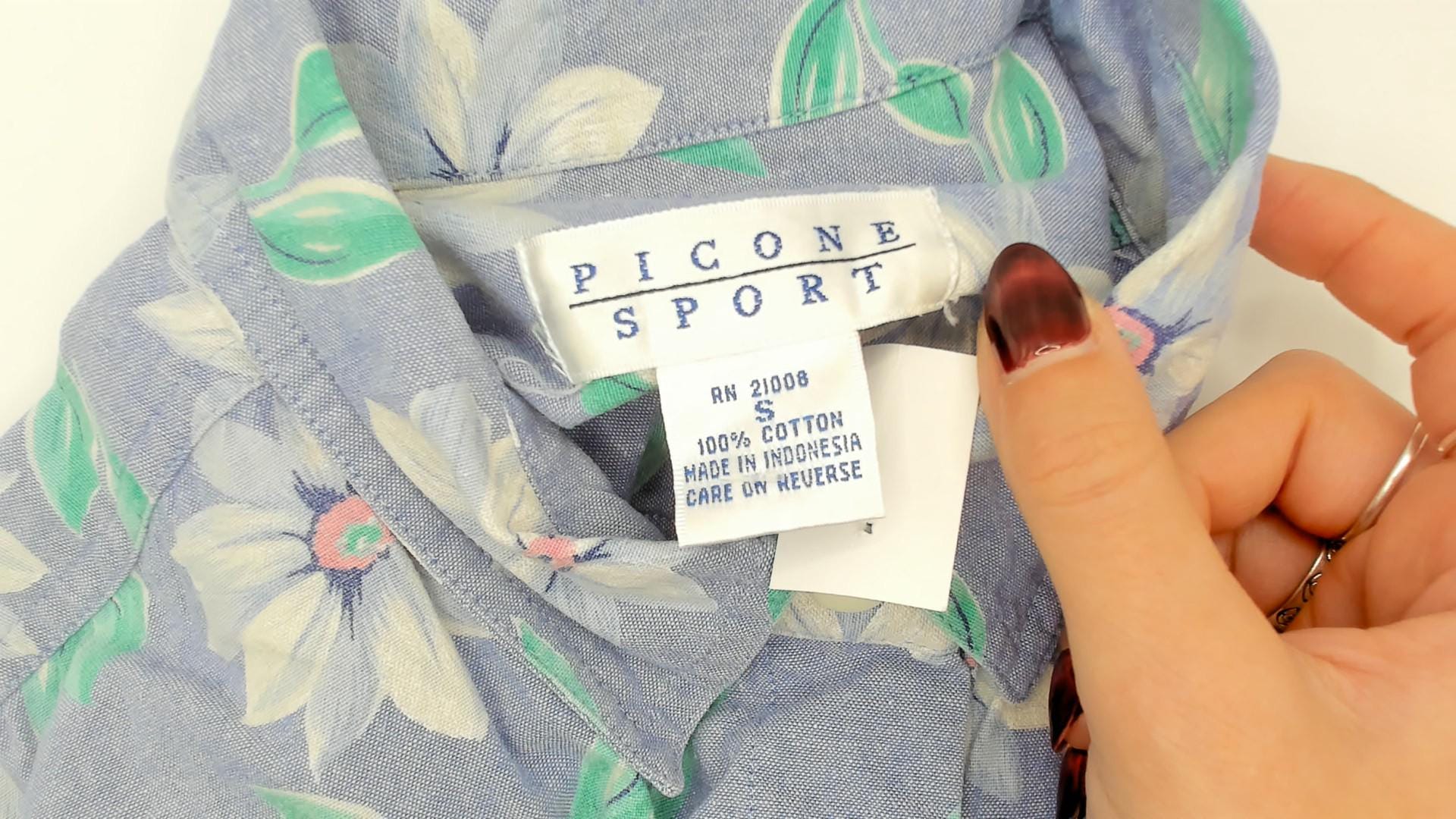 90s Picone Sport Purple Floral Cotton Blouse Short Sleeve Collared Small