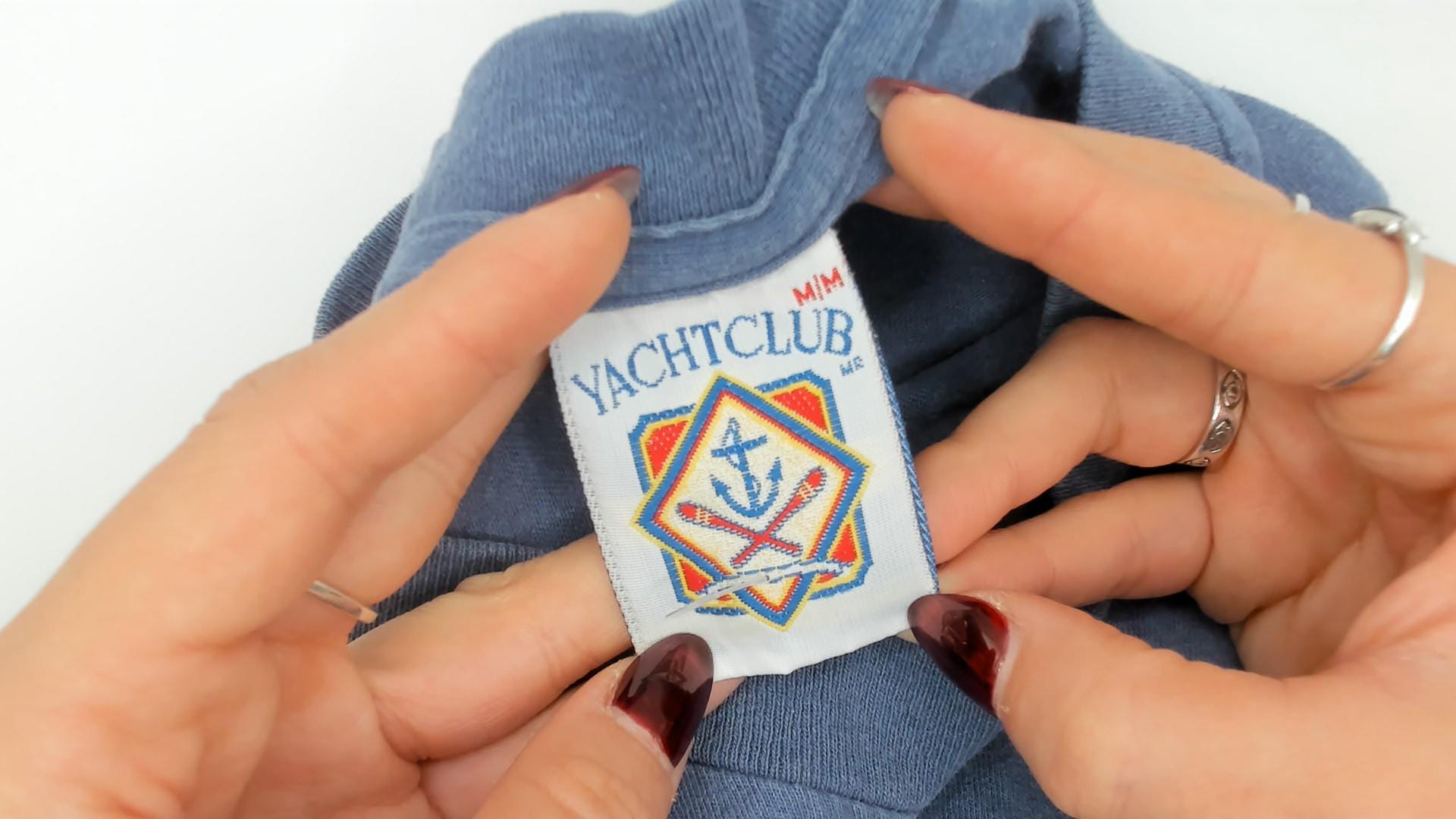90s Yacht Club Puerto Vallarta Tee Sun Moon Embroidered Graphic Blue Medium