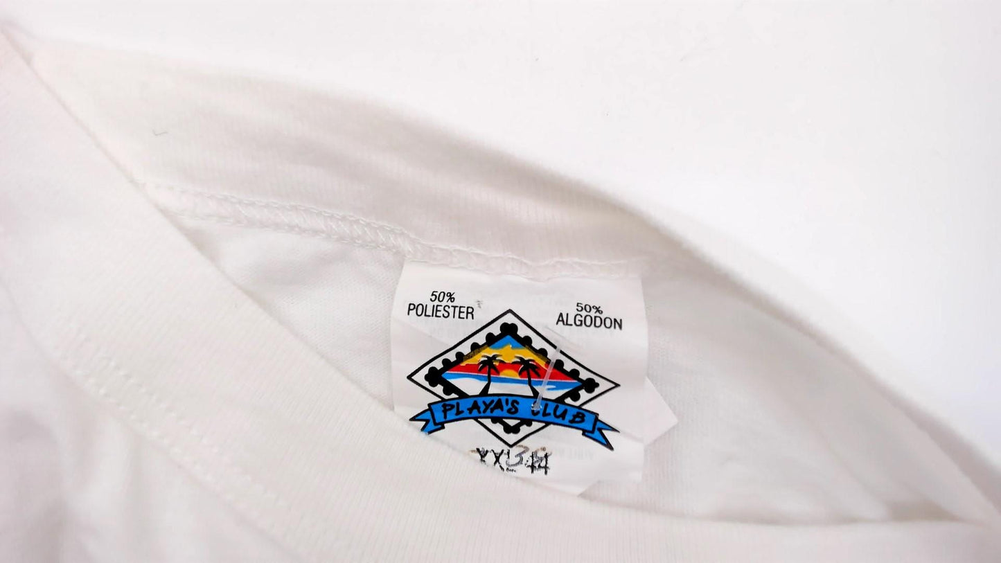 Y2K Blue Marlin Swordfish Graphic Tee Jalisco Mexico White Crew Neck Medium