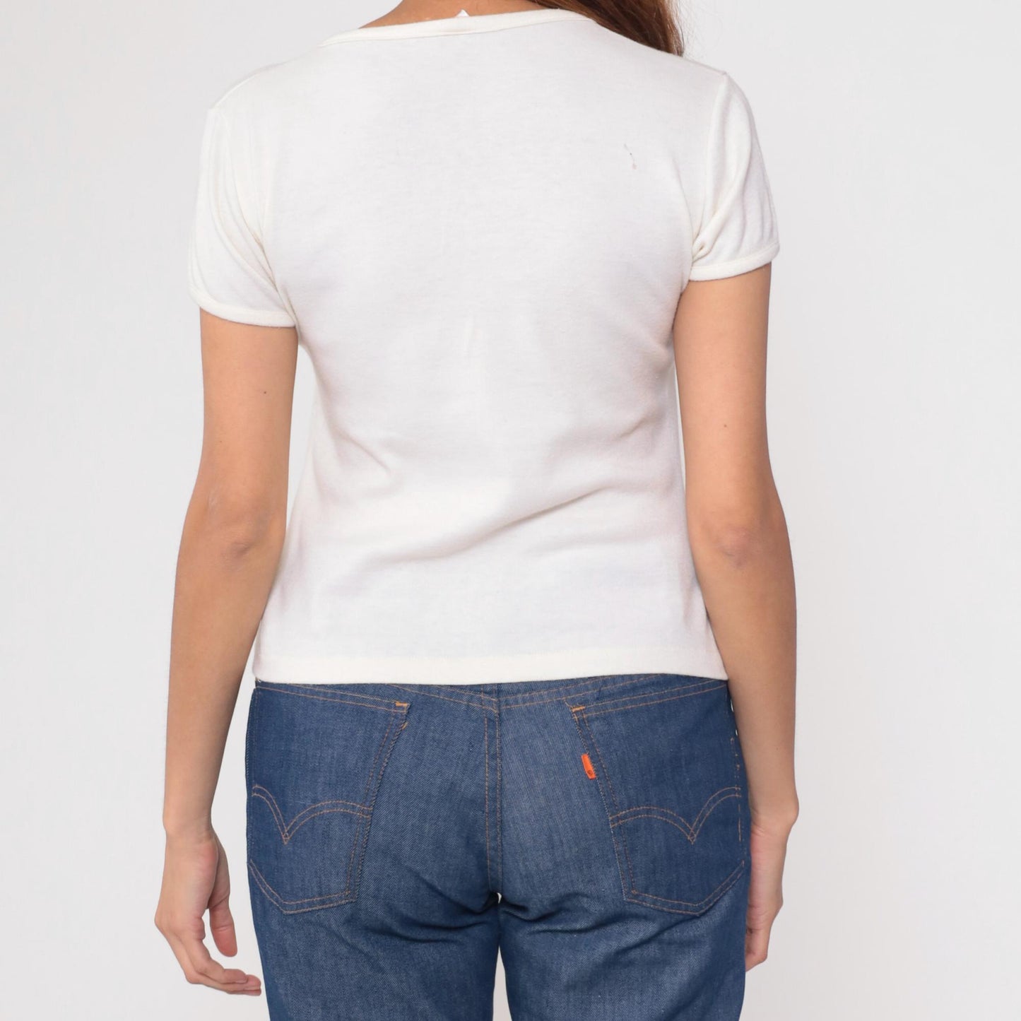 80s Handlebar Saloon Moose Graphic Tee Cream Cropped Large