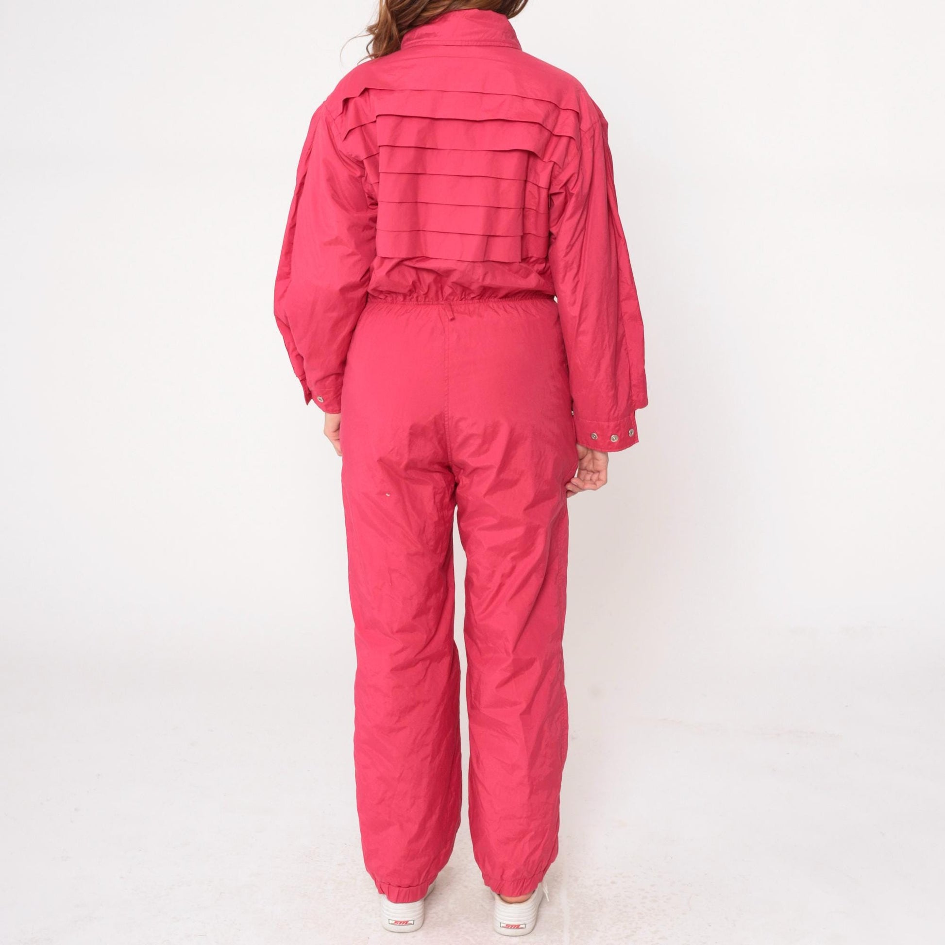 80s HEAD Coral Pink One-Piece Ski Suit Snowsuit Jumpsuit Large L