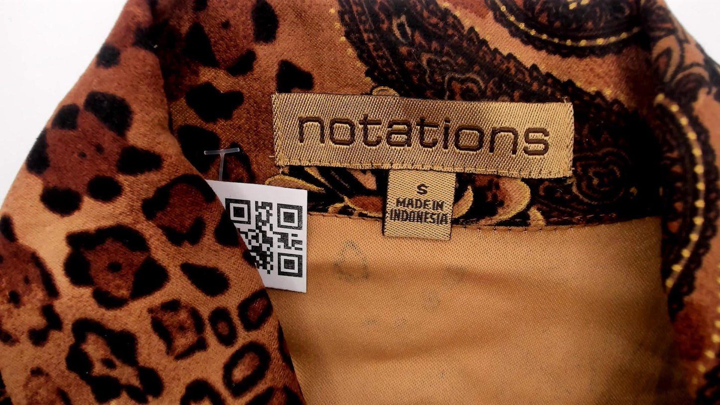 Y2K Brown Leopard Paisley Floral Zip Jacket Small S