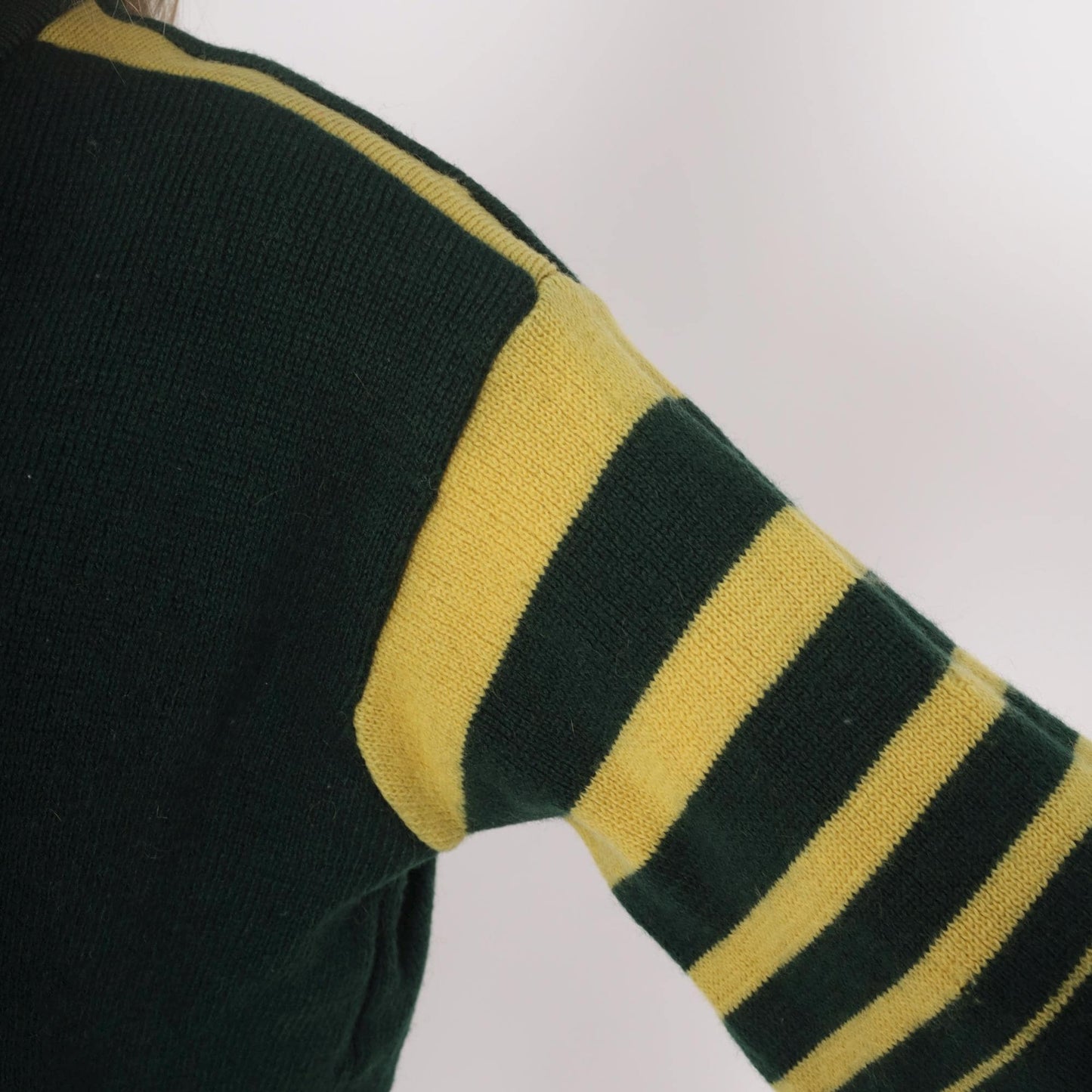 70s Norvyk by Renoir Wool Sweater Forest Green Striped Sleeves Large