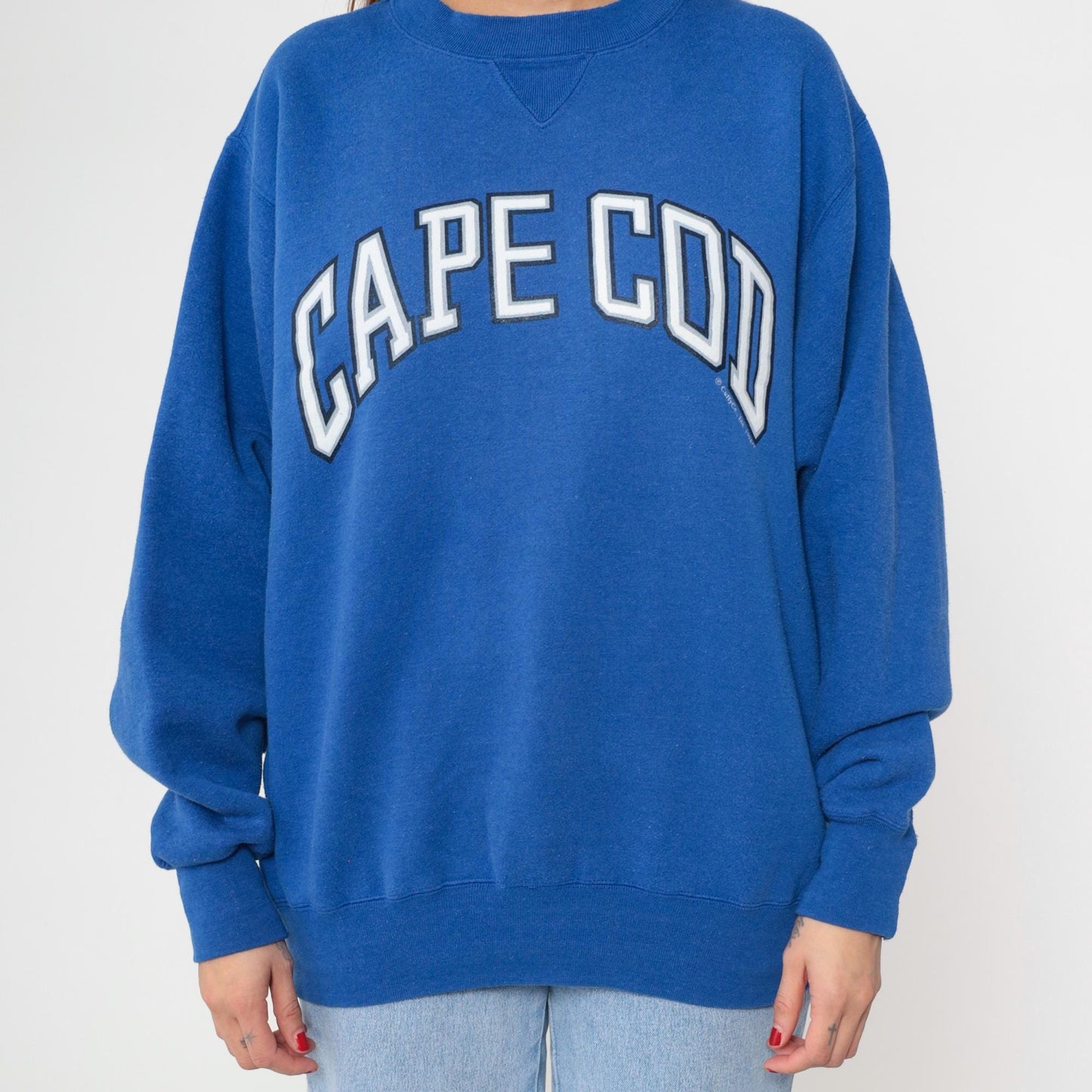 90s Cape Cod Sweatshirt Royal Blue Collegiate Crewneck Cotton Pullover Extra Large XL