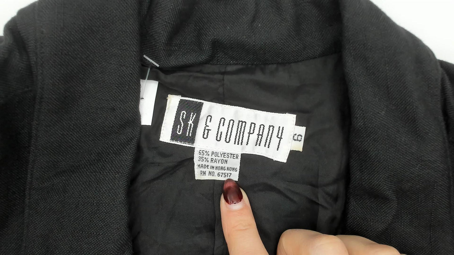 90s SK Company Black Blazer Two-Button Notched Lapel Medium