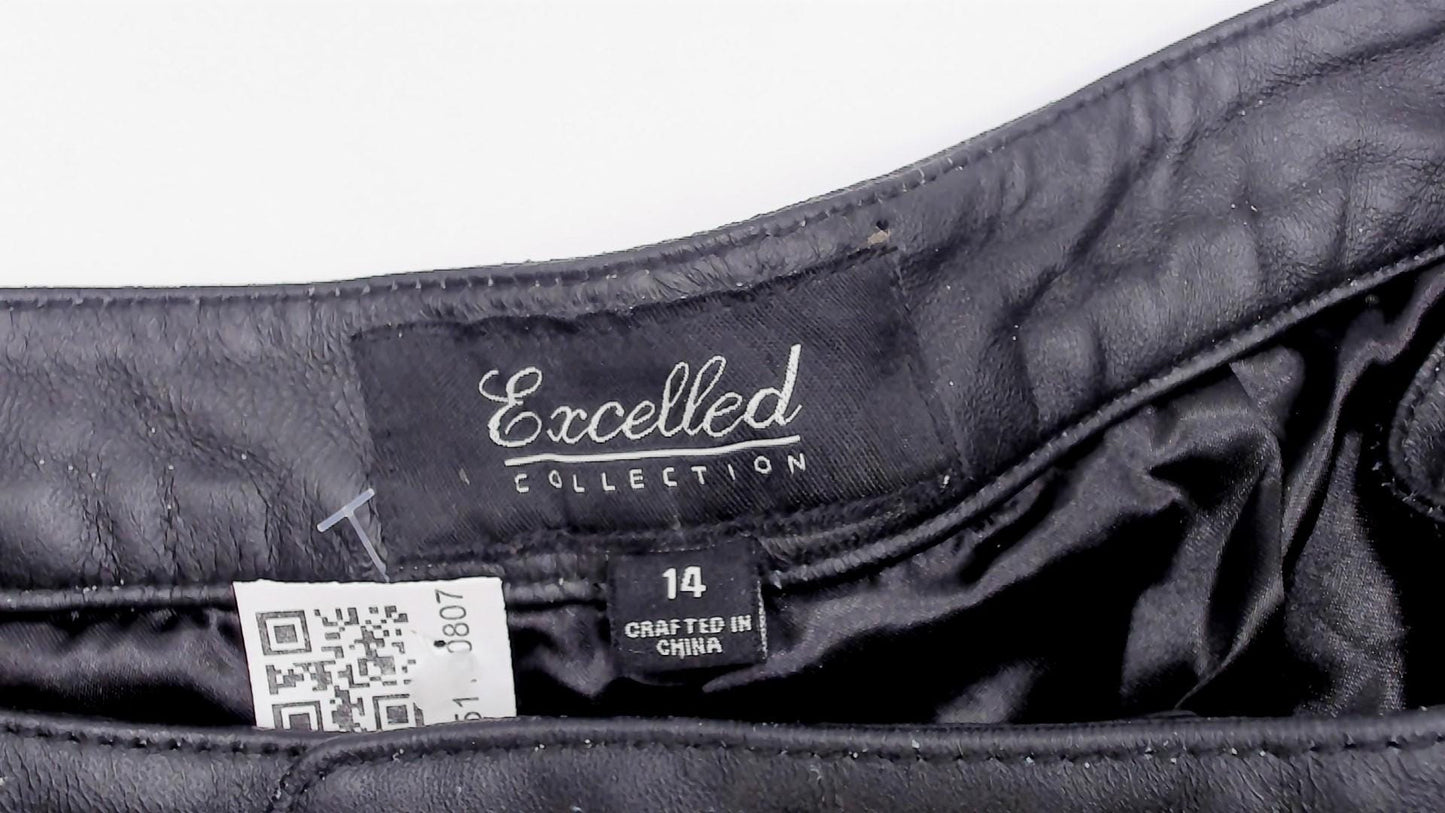 Y2K Excelled Collection Black Leather Pants High Rise Straight Leg Large L