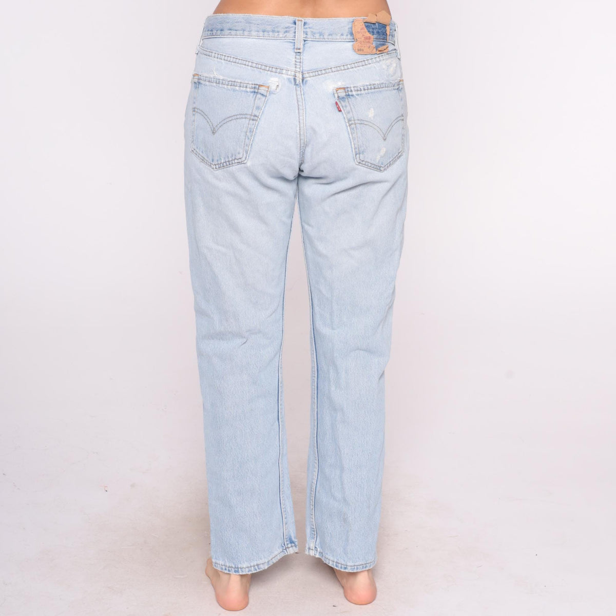 Levi's 501 90s Distressed Light Wash Denim High Rise Straight Leg 34x30