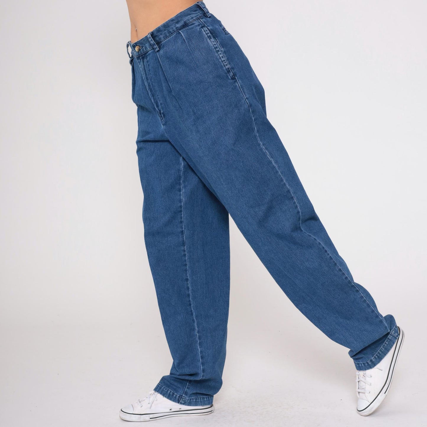 90s Nautica High Waisted Pleated Denim Jeans Blue Tapered Cuff Large
