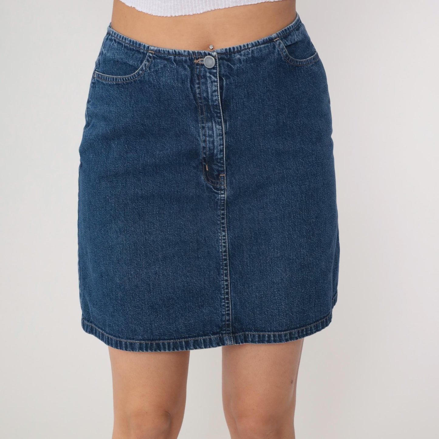 90s NY Jeans Denim Mini Skirt Blue Five-Pocket Small S