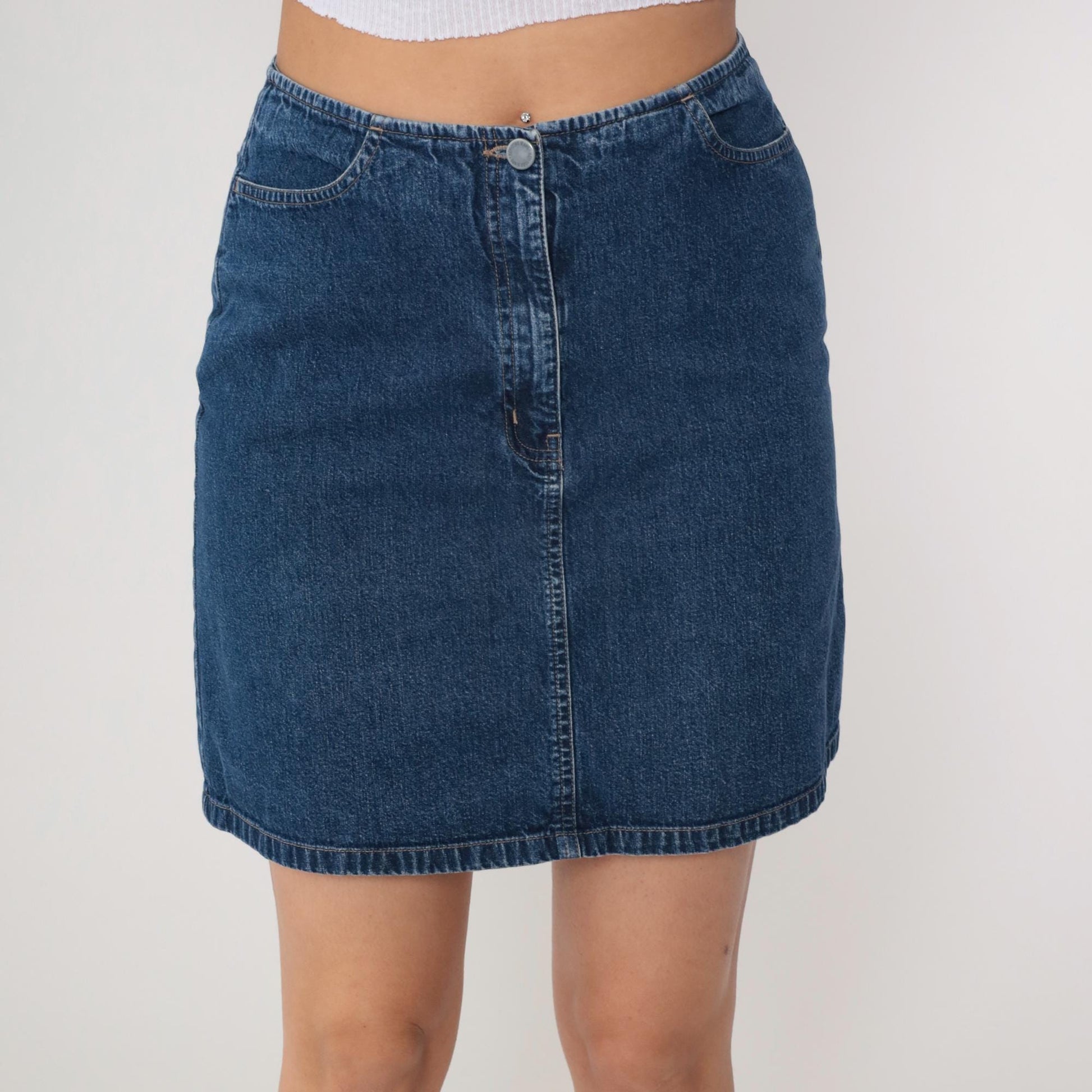 90s NY Jeans Denim Mini Skirt Blue Five-Pocket Small S