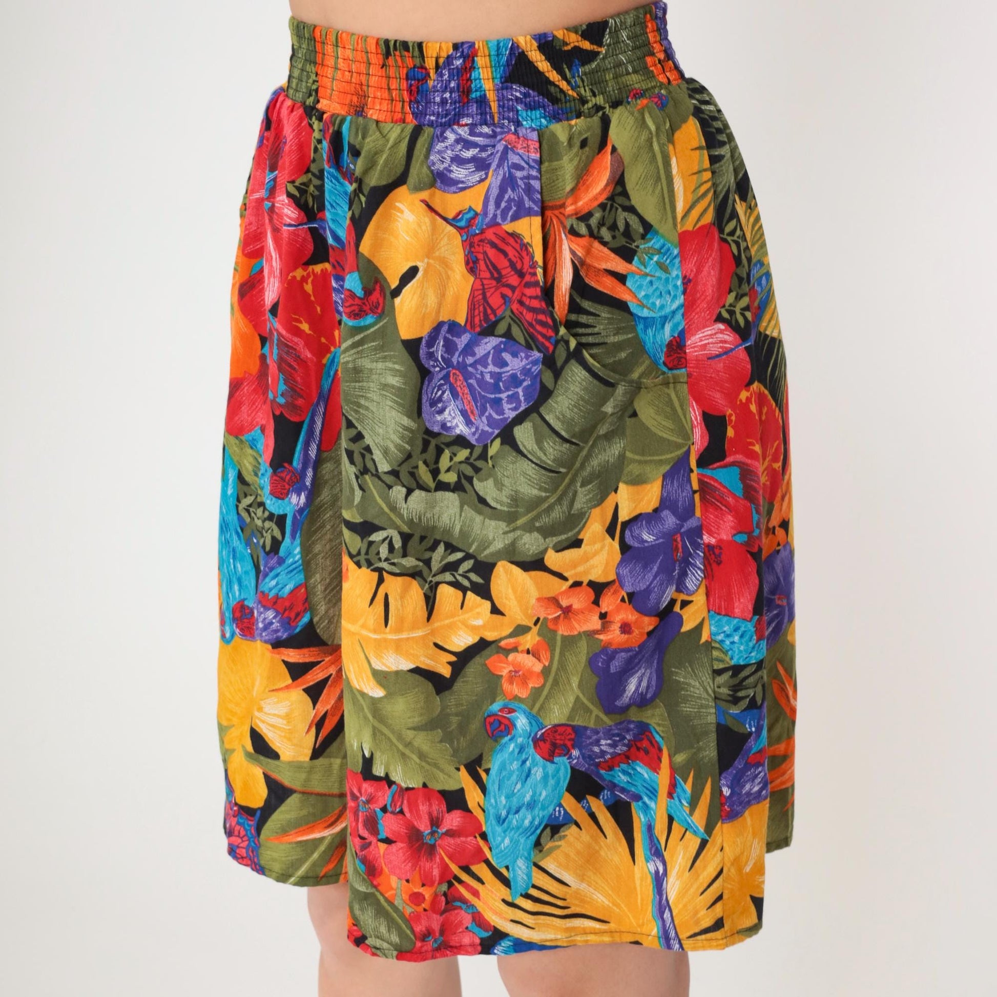 90s Connections Tropical Floral Shorts High Waist Botanical Print Medium M