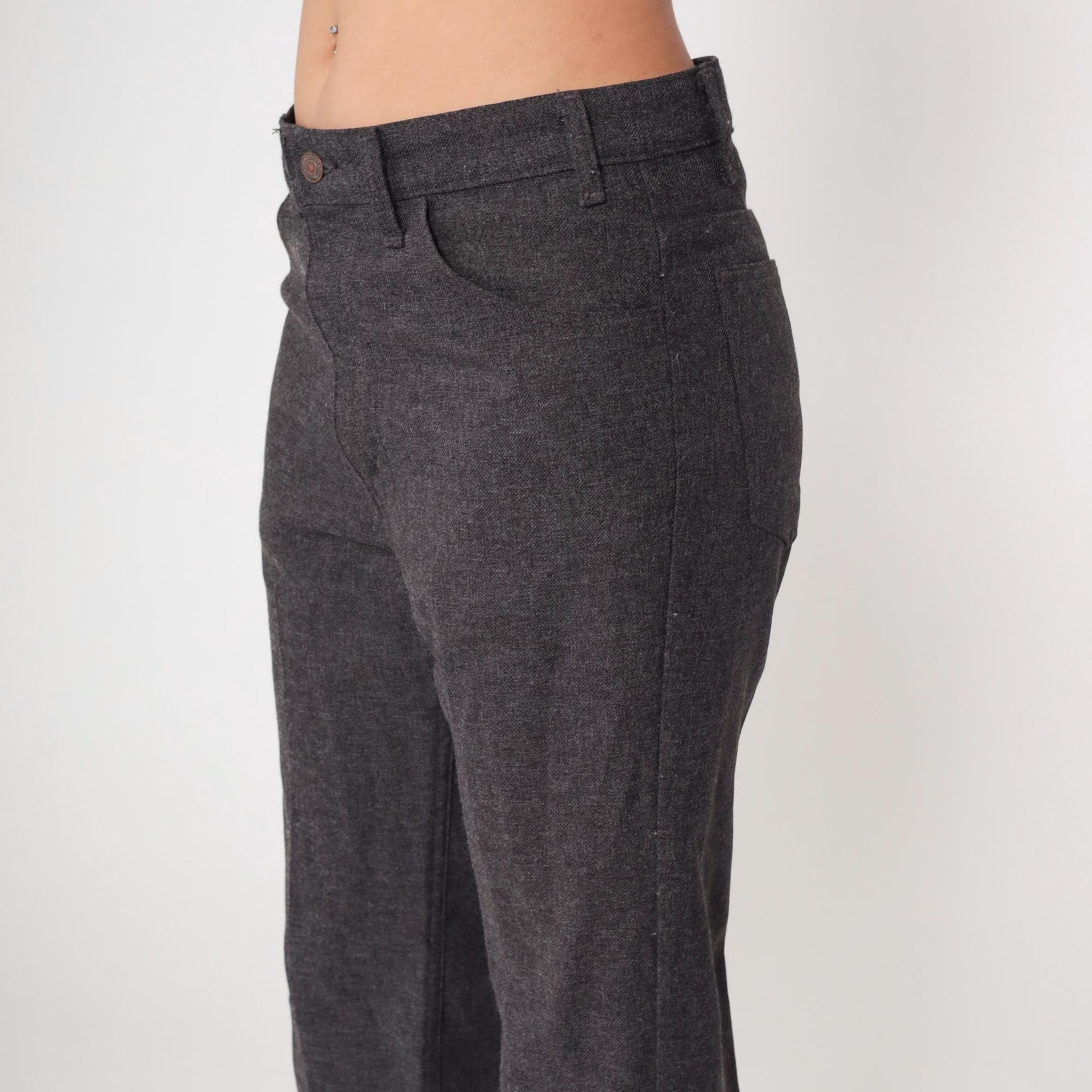 70s Levi's Charcoal Grey Straight Leg Trousers Men's W34 L29
