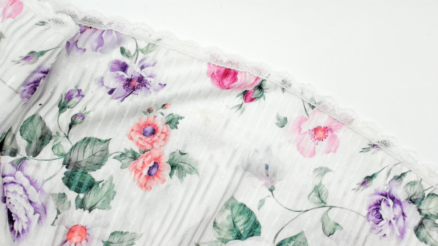 90s Floral Mini Slip Dress White Rose Print V-Neck Bow Camisole XXS