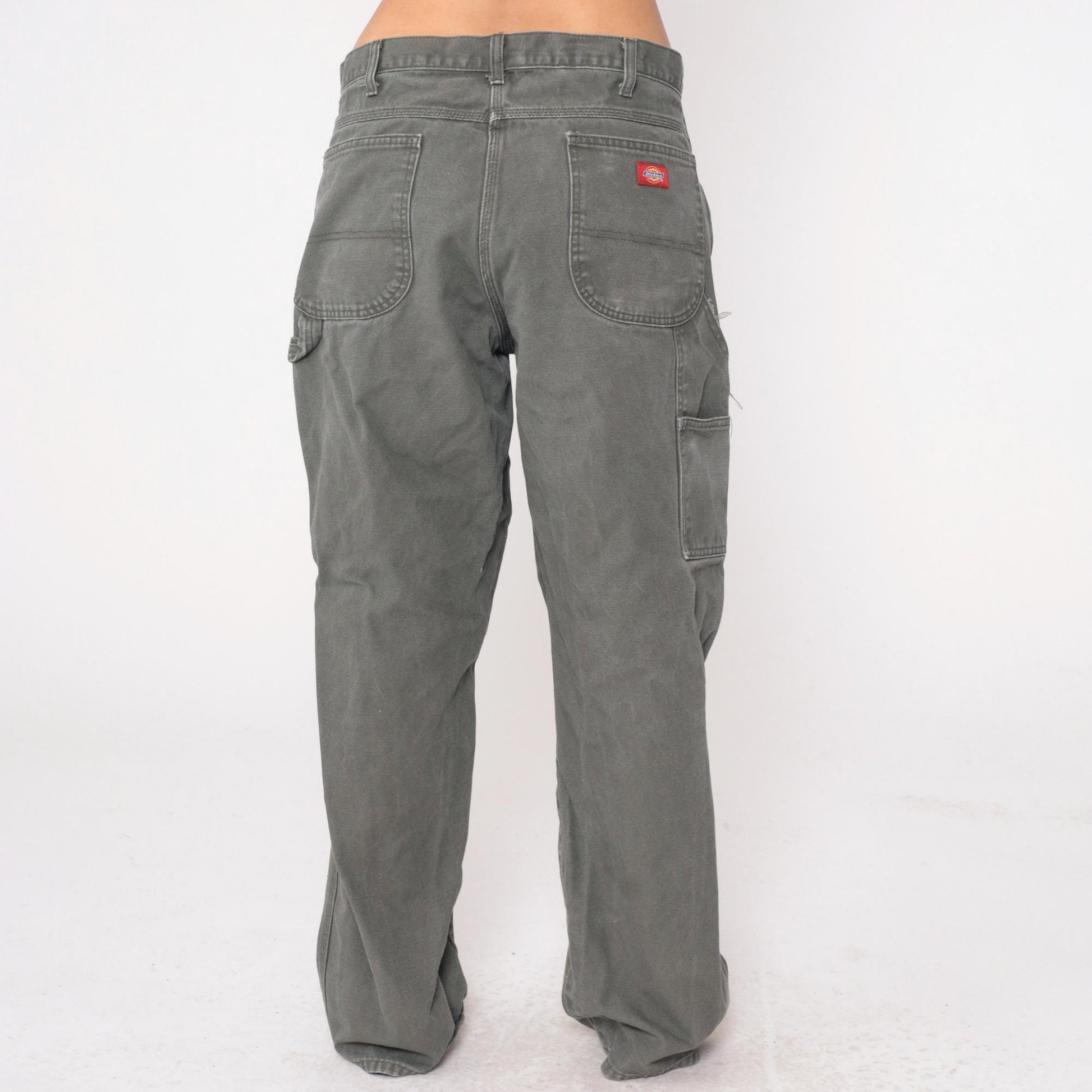 90s Dickies Carpenter Pants Grey Utility Workwear 38x32