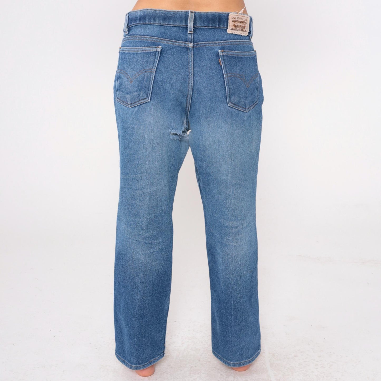 80s Levi's Distressed Straight Leg Jeans Medium Blue Denim XXL