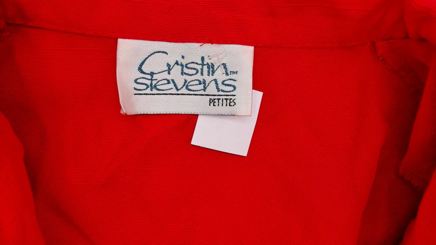 90s Cristin Stevens Coral Blazer Single Gold Button Notched Lapel Small S