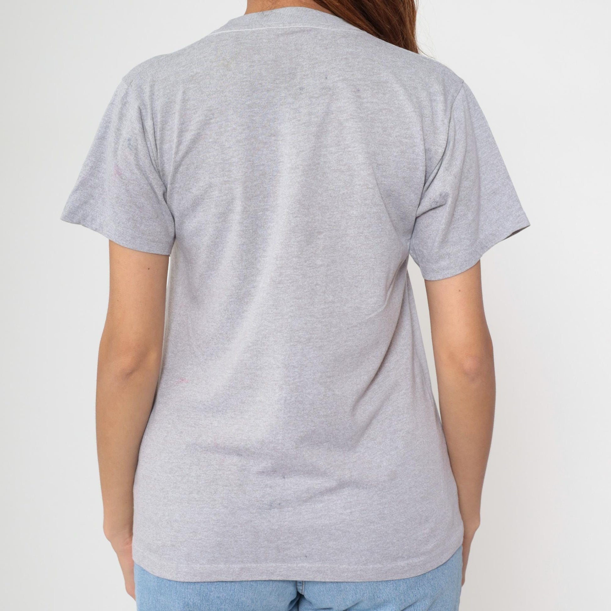 80s SWEAT Graphic T-Shirt Grey Crewneck Short Sleeve Medium