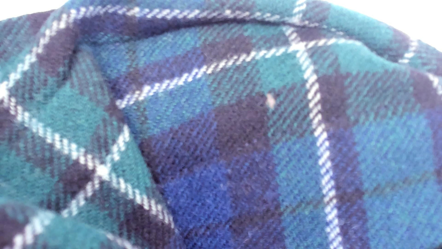 Pendleton Plaid Wool Skirt 80s Green Navy Tartan Pleated High Waist Small