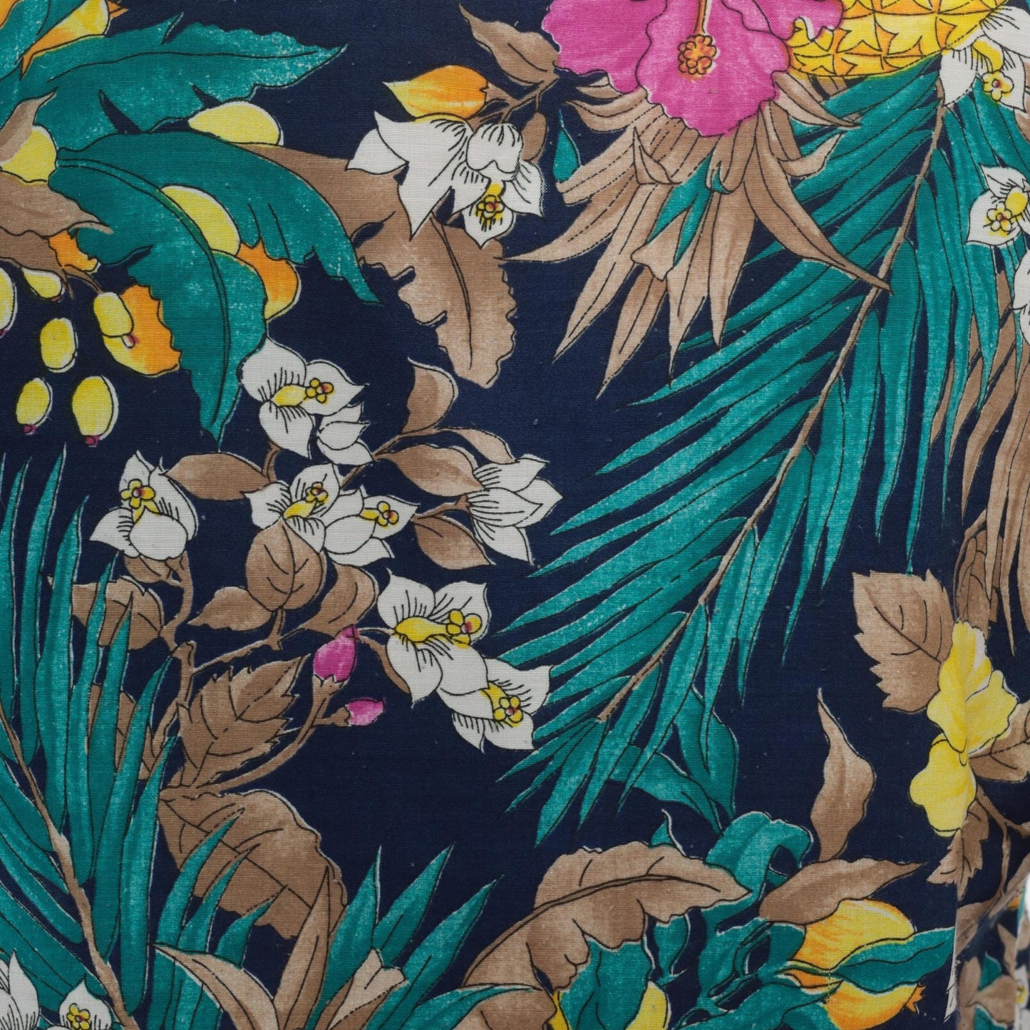 90s So What Hawaiian Shirt Navy Tropical Floral Pineapple Small