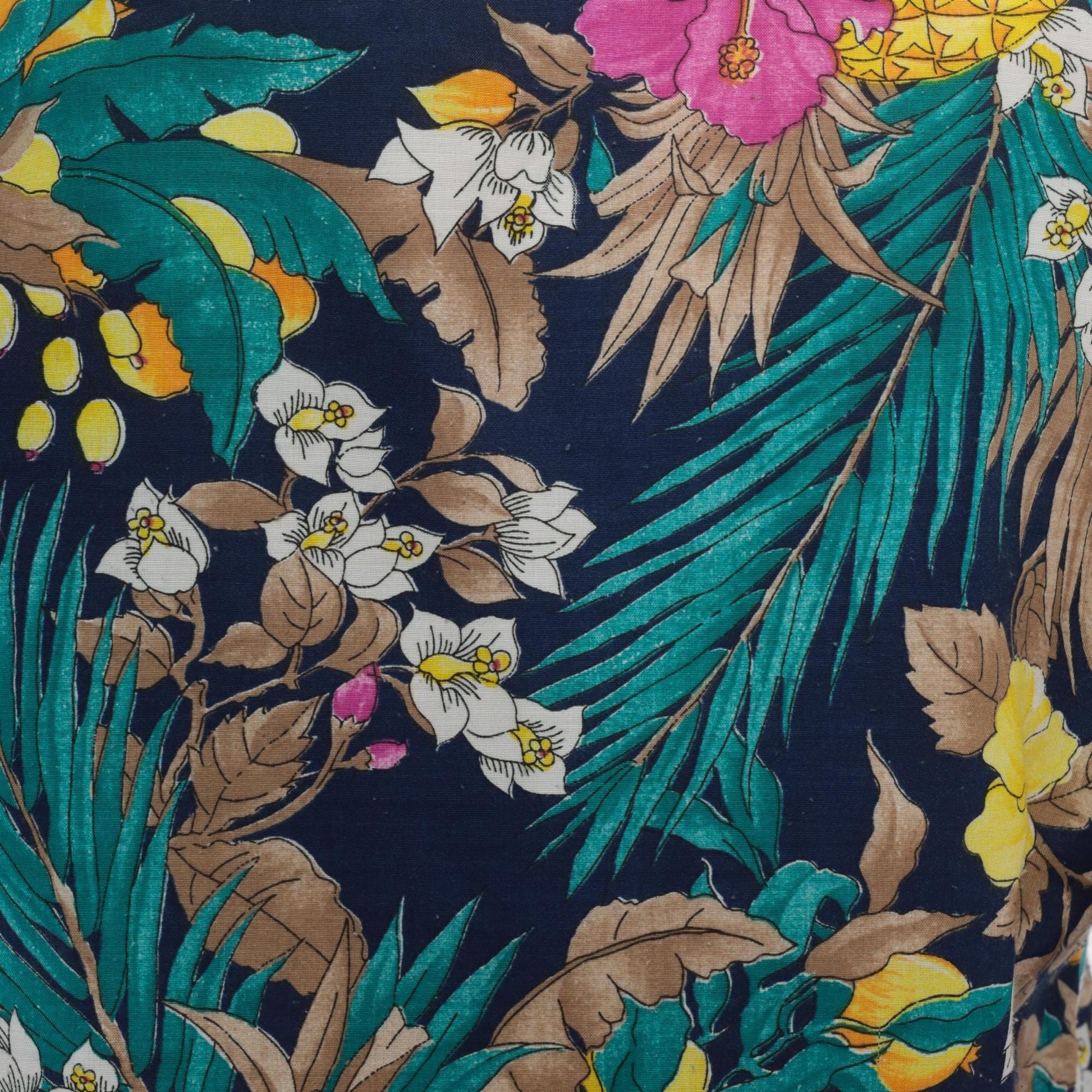 90s So What Hawaiian Shirt Navy Tropical Floral Pineapple Small