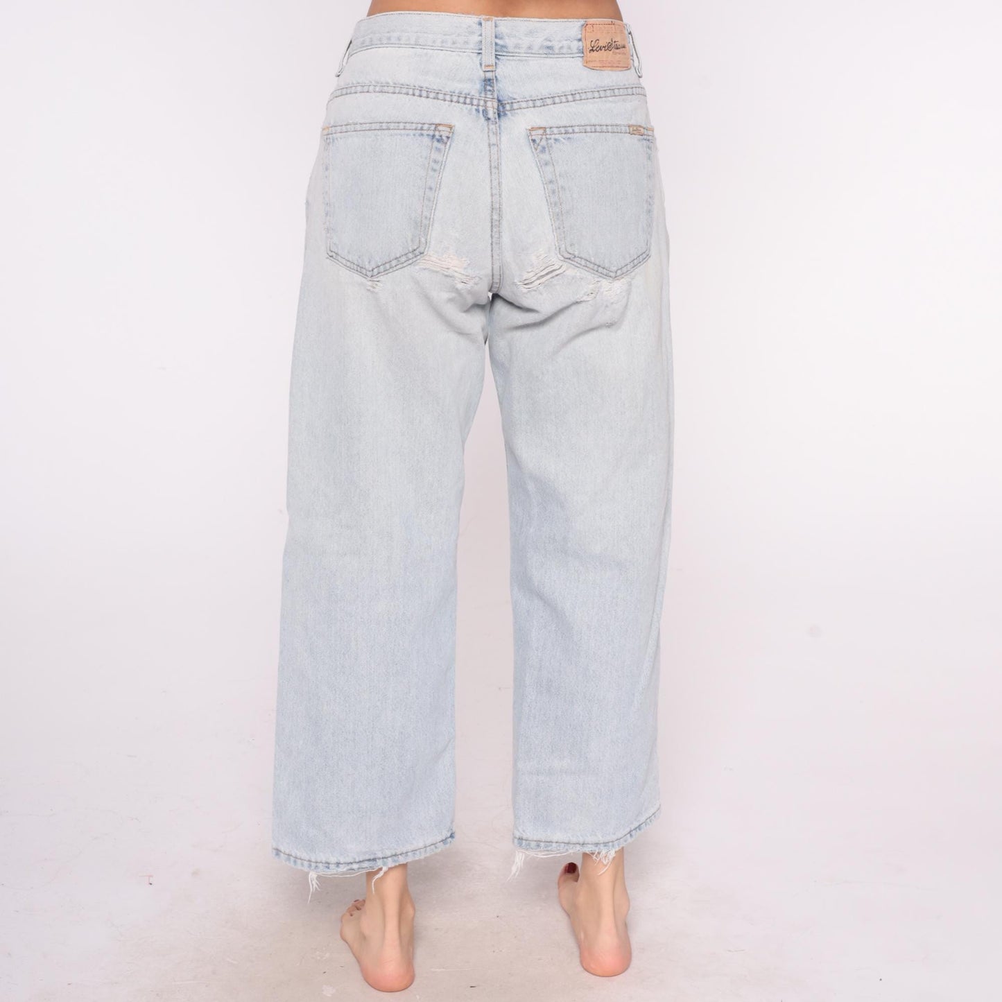 Levi's Y2K Light Wash Wide Leg Jeans Distressed Denim Low Rise Large L