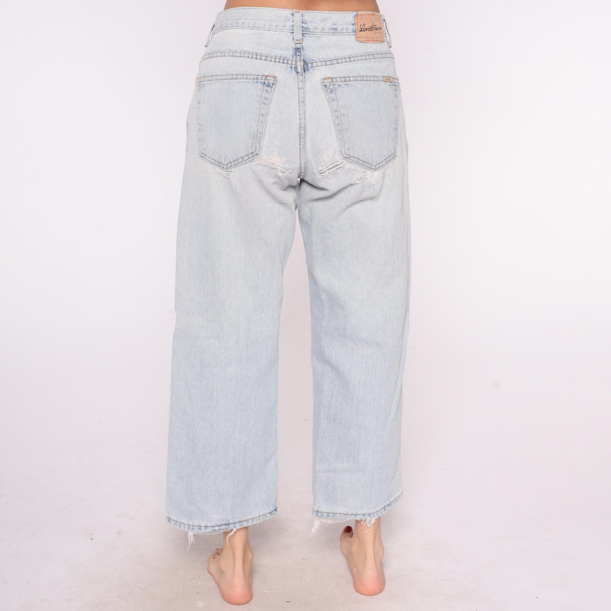 Levi's Y2K Light Wash Wide Leg Jeans Distressed Denim Low Rise Large L