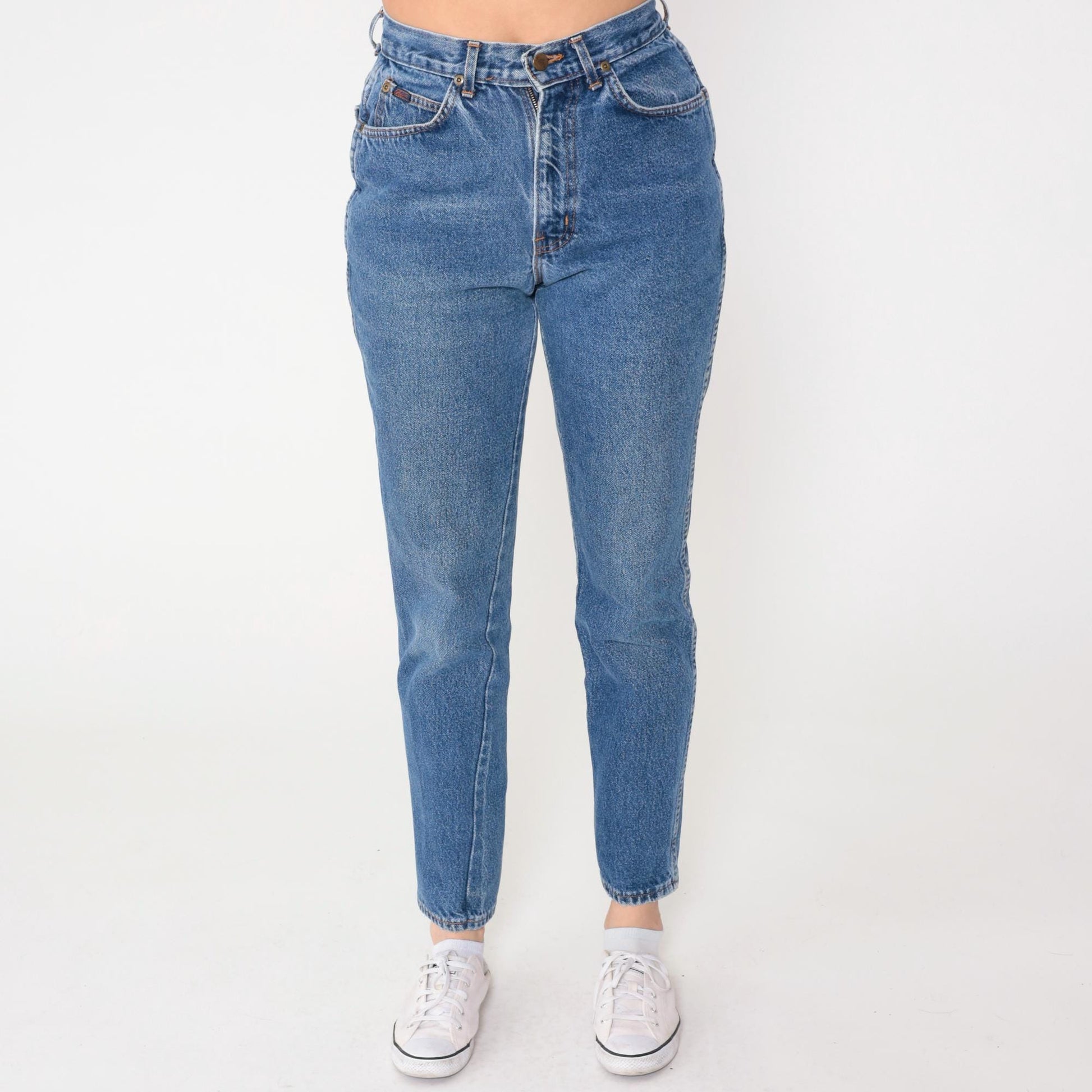 90s Chic High-Waisted Straight Leg Jeans Medium Blue Denim Medium M