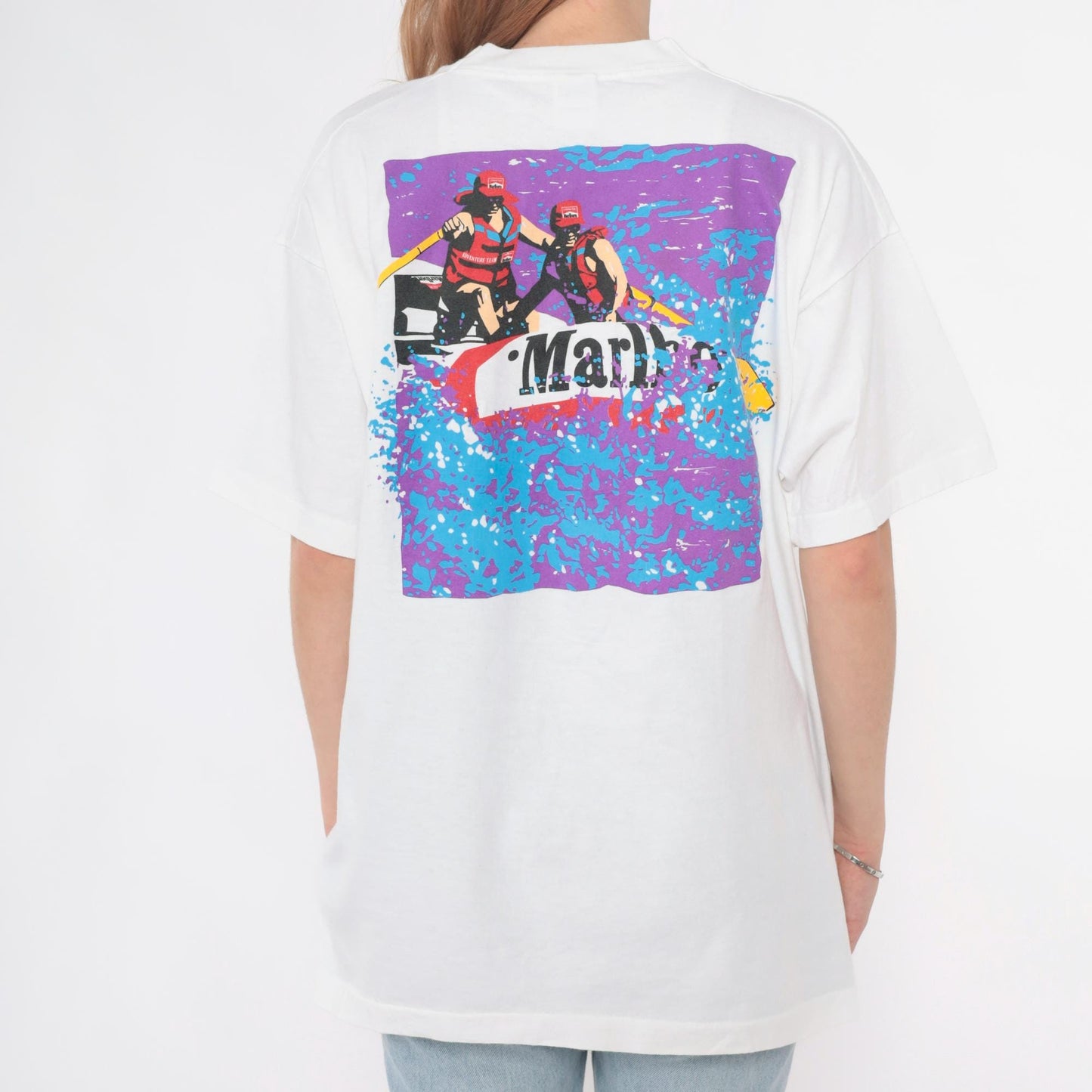 90s Marlboro Adventure Team Kayaking Graphic T-Shirt White Cotton XL