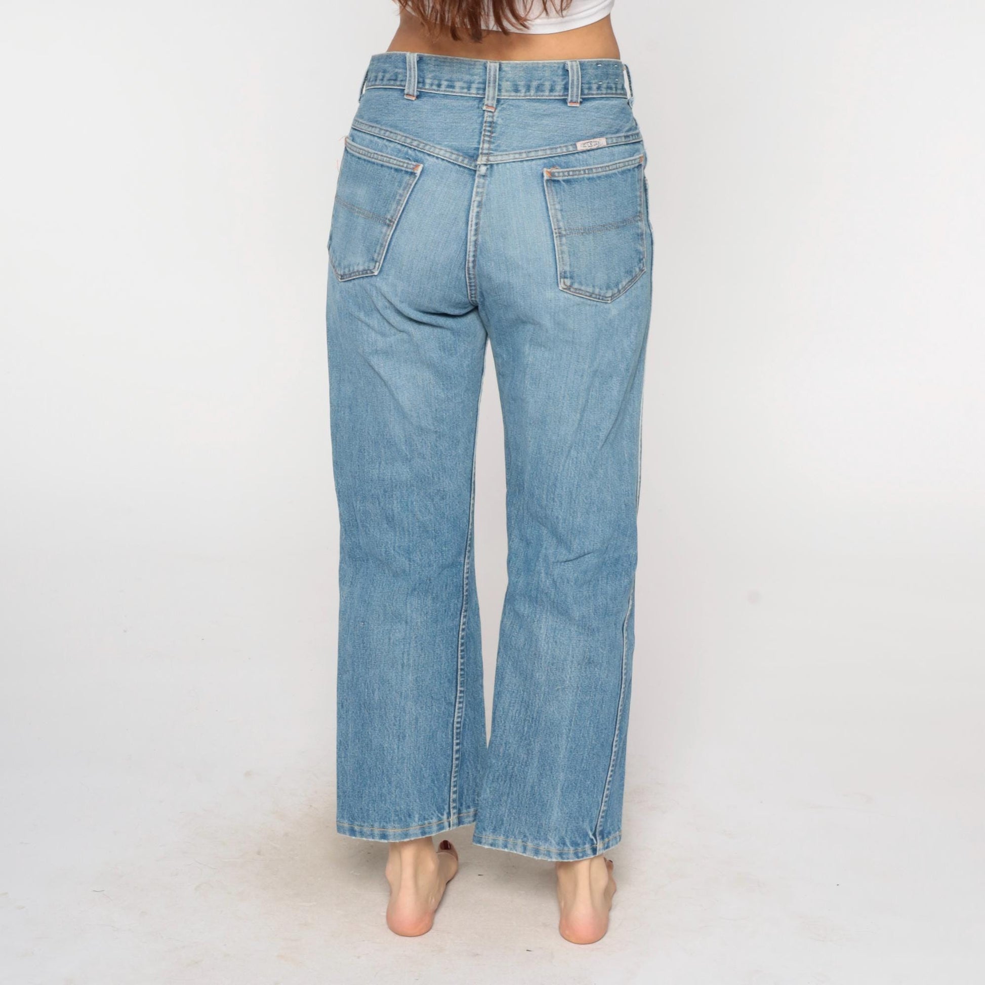 80s Gauchos Light Wash Wide Leg Jeans High Rise Cropped Denim Medium